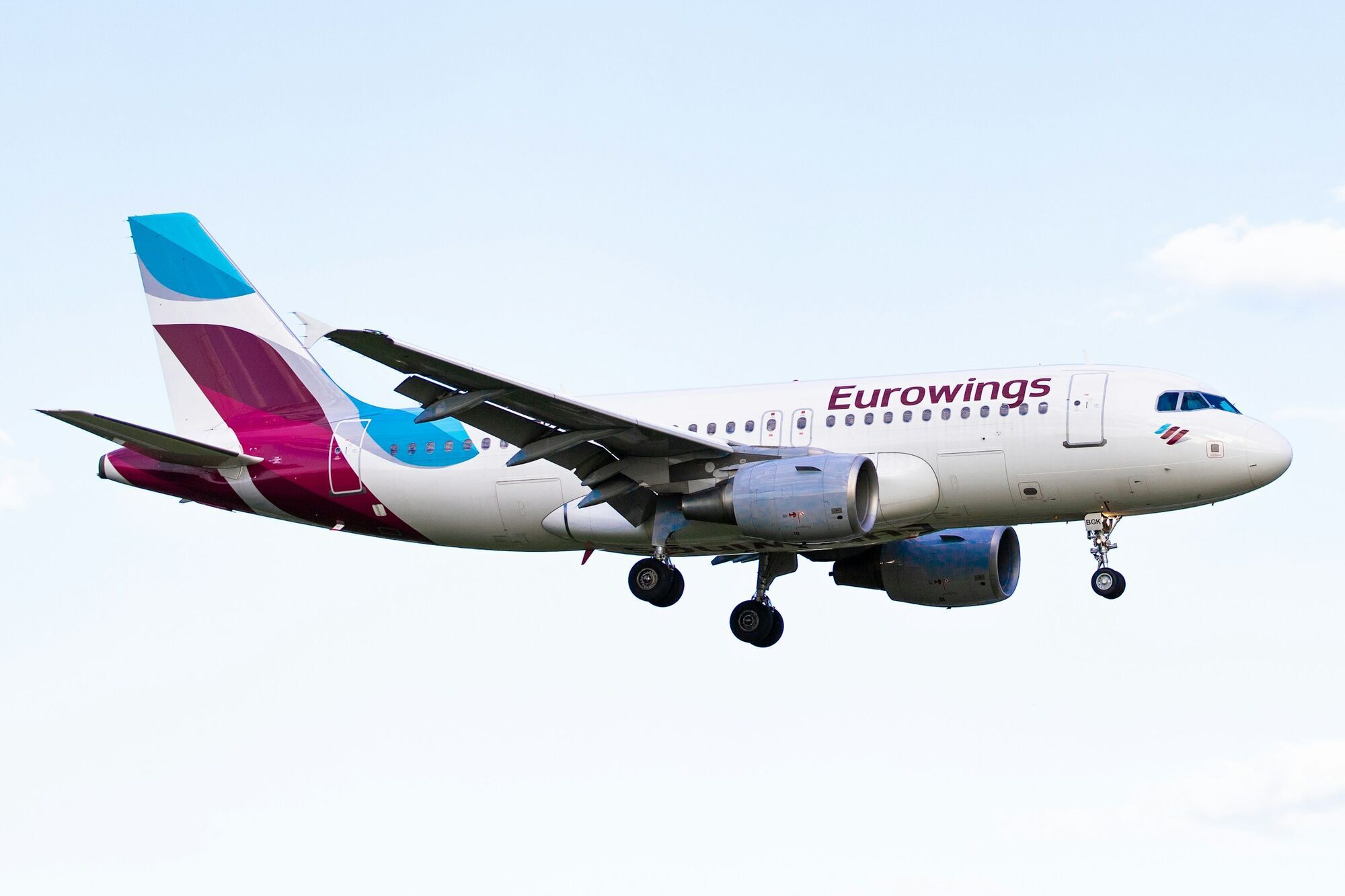 Eurowings passenger jet approaching for landing