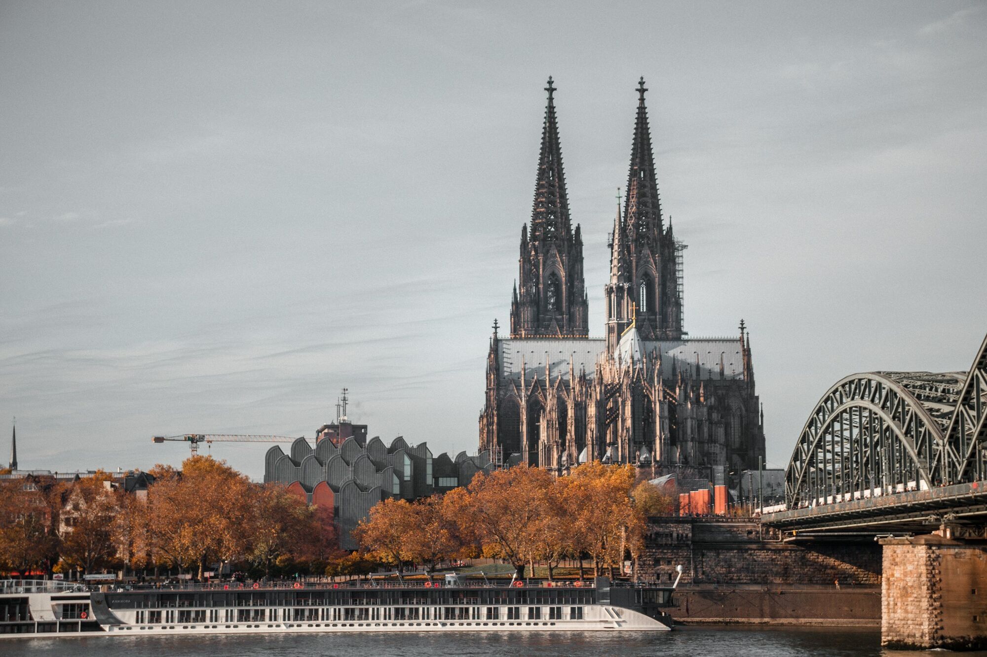 Cologne Cathedral beside Rhine in autumn
