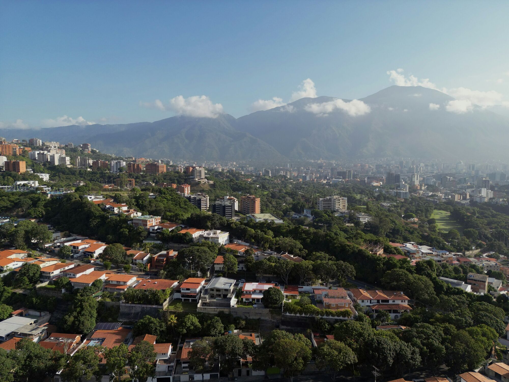 Aerial view of Caracas and the surrounding mountains