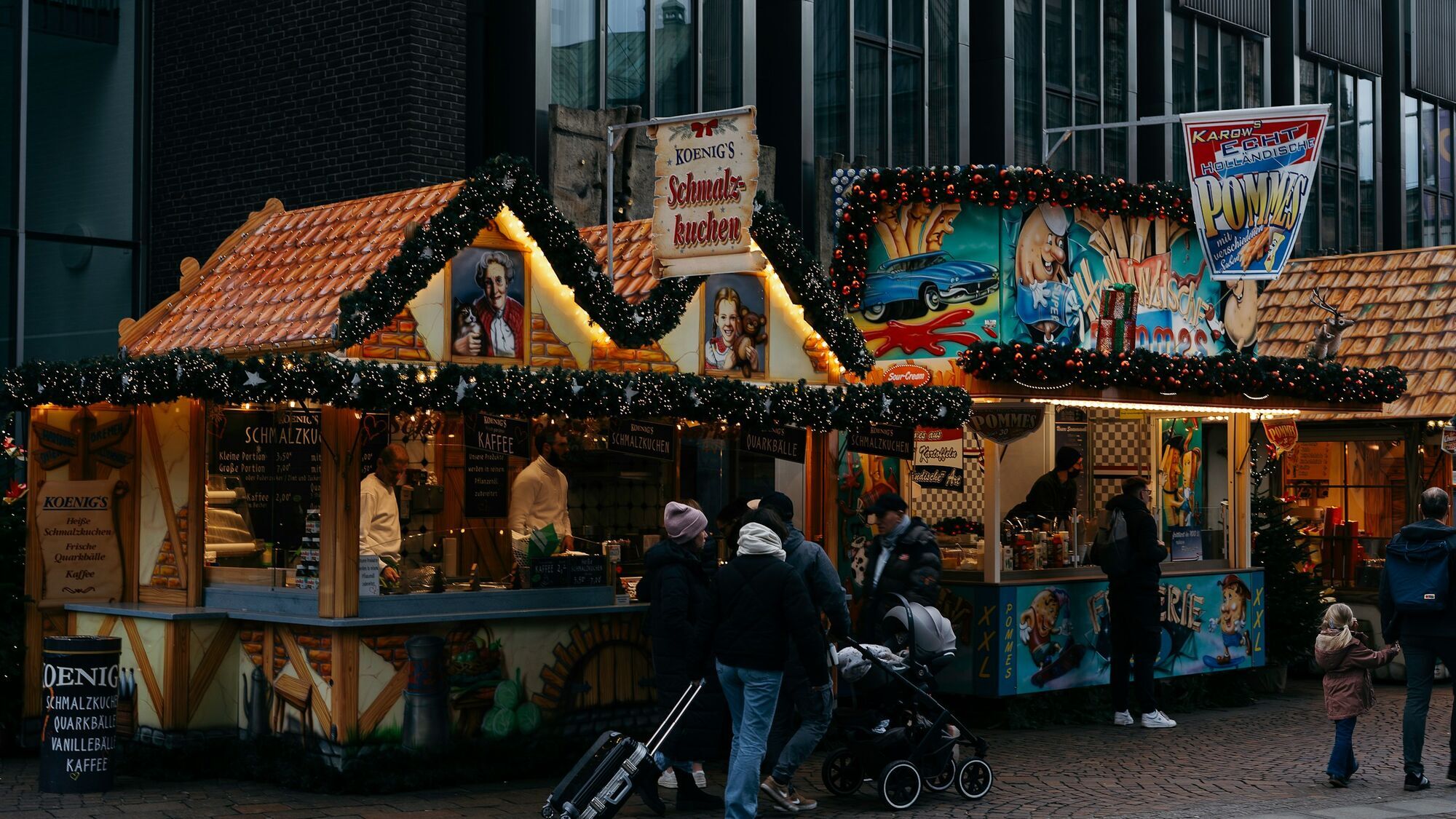 Festive food stalls at Christmas market