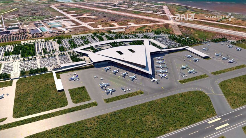 Proposed layout of Lisbon’s future airport in Alcochete with terminal and runways