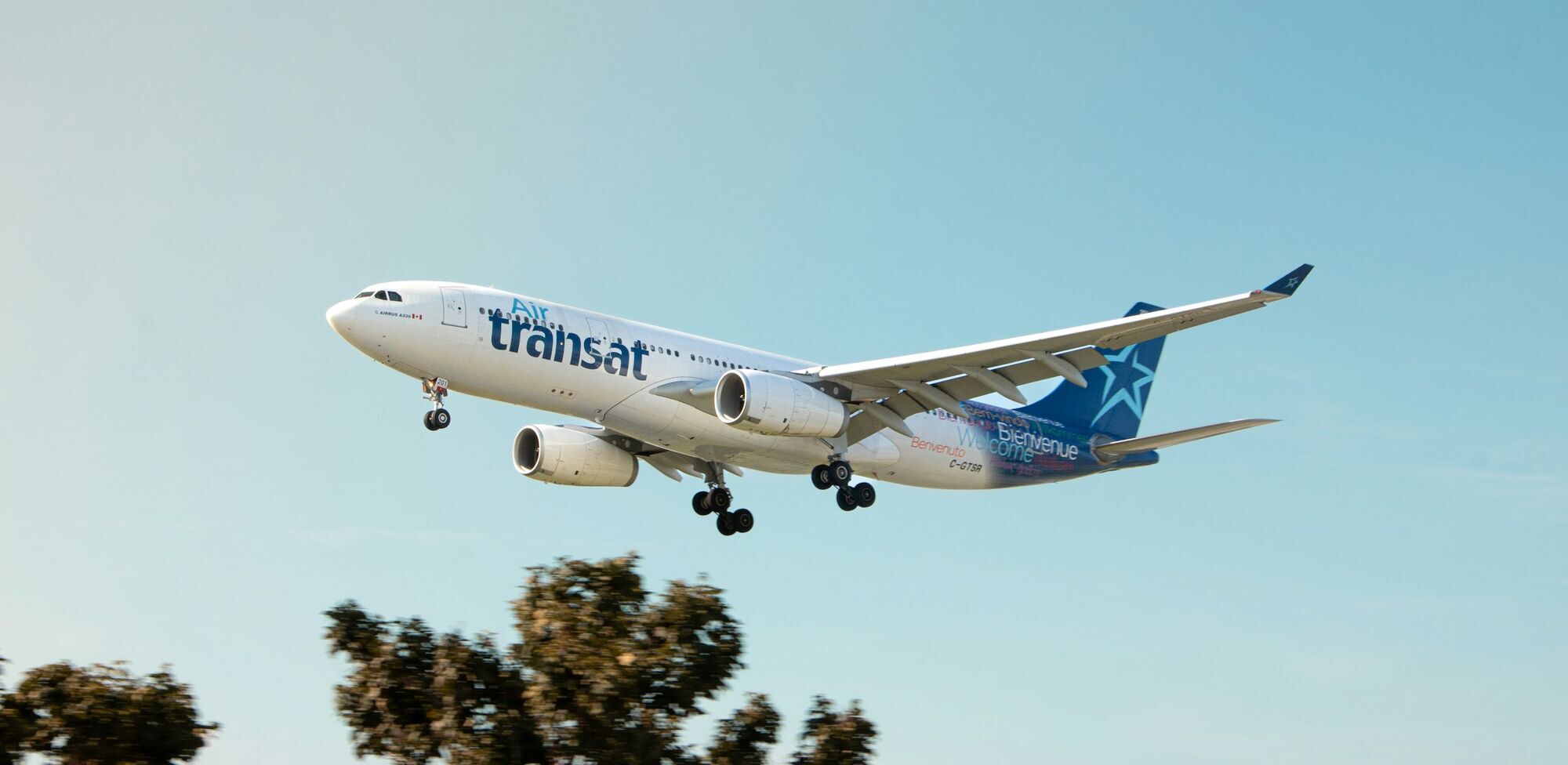 Air Transat aircraft approaching for landing