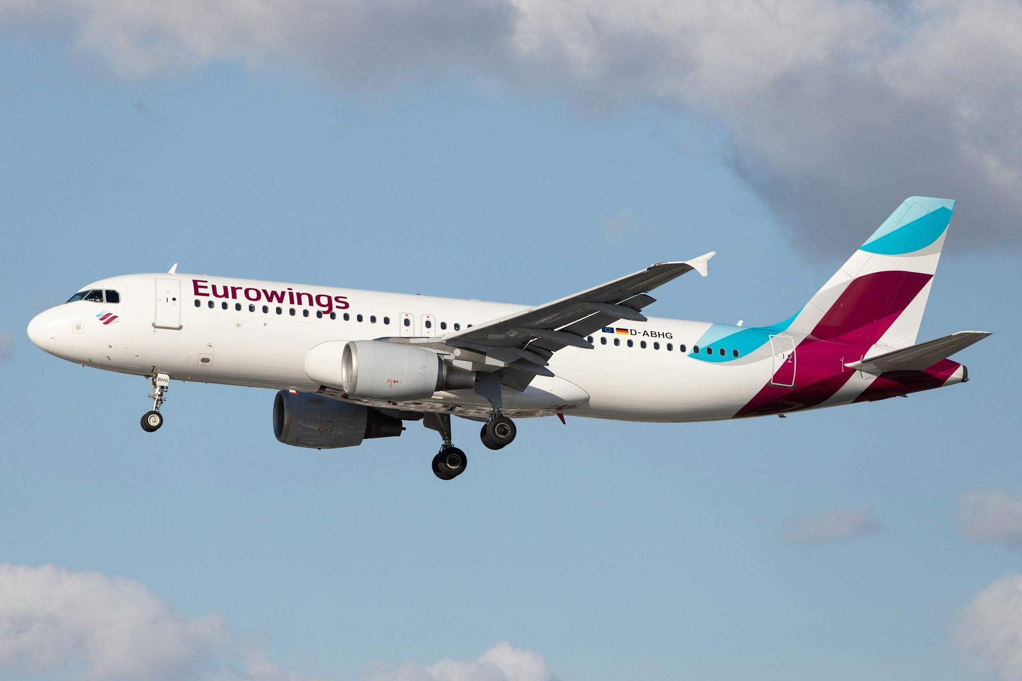 Eurowings aircraft approaching for landing