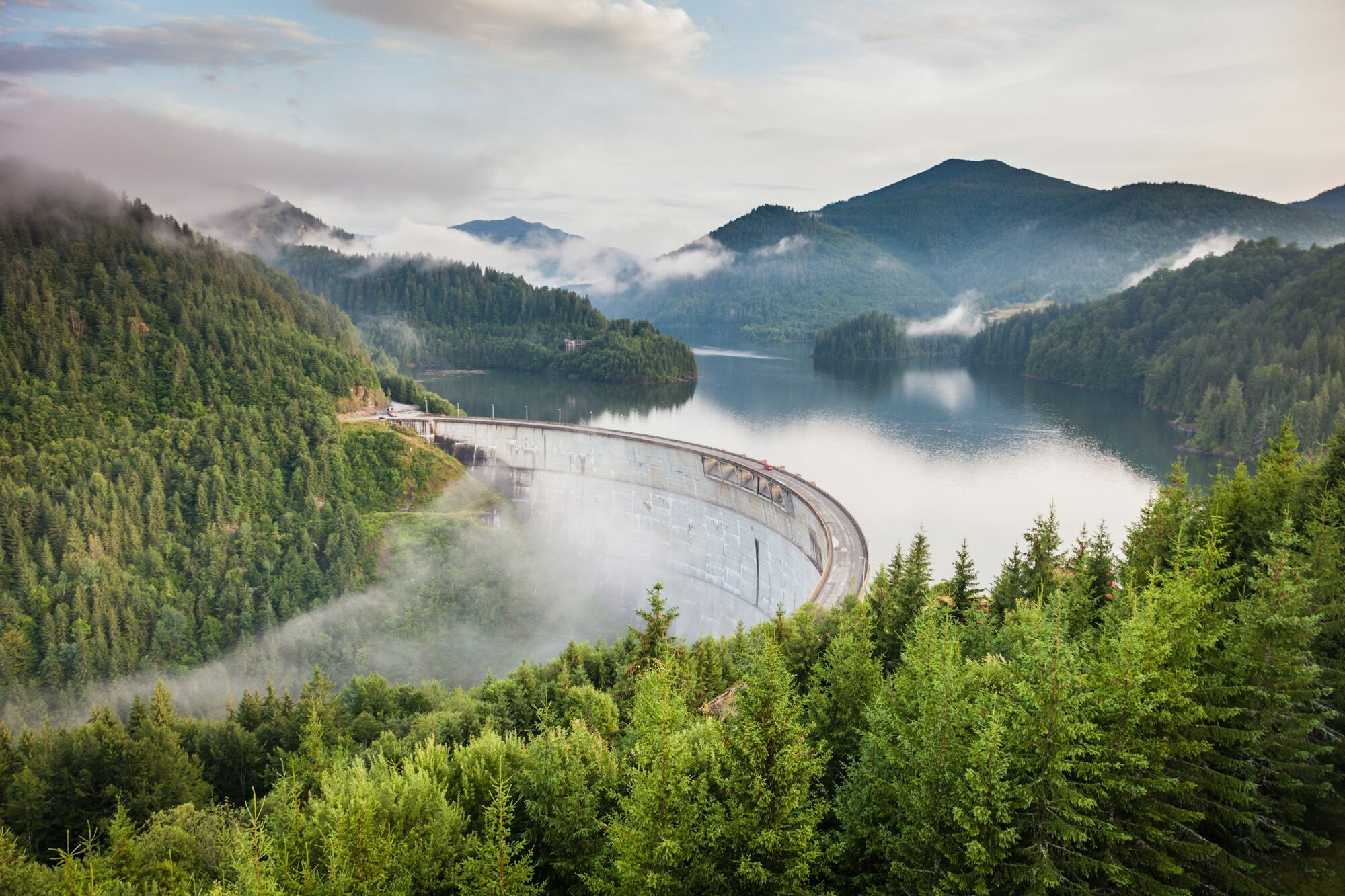 Mountain reservoir landscape in Romania