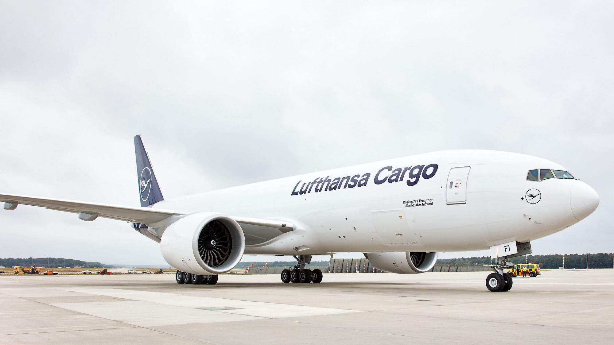 Lufthansa Cargo aircraft on the airport apron