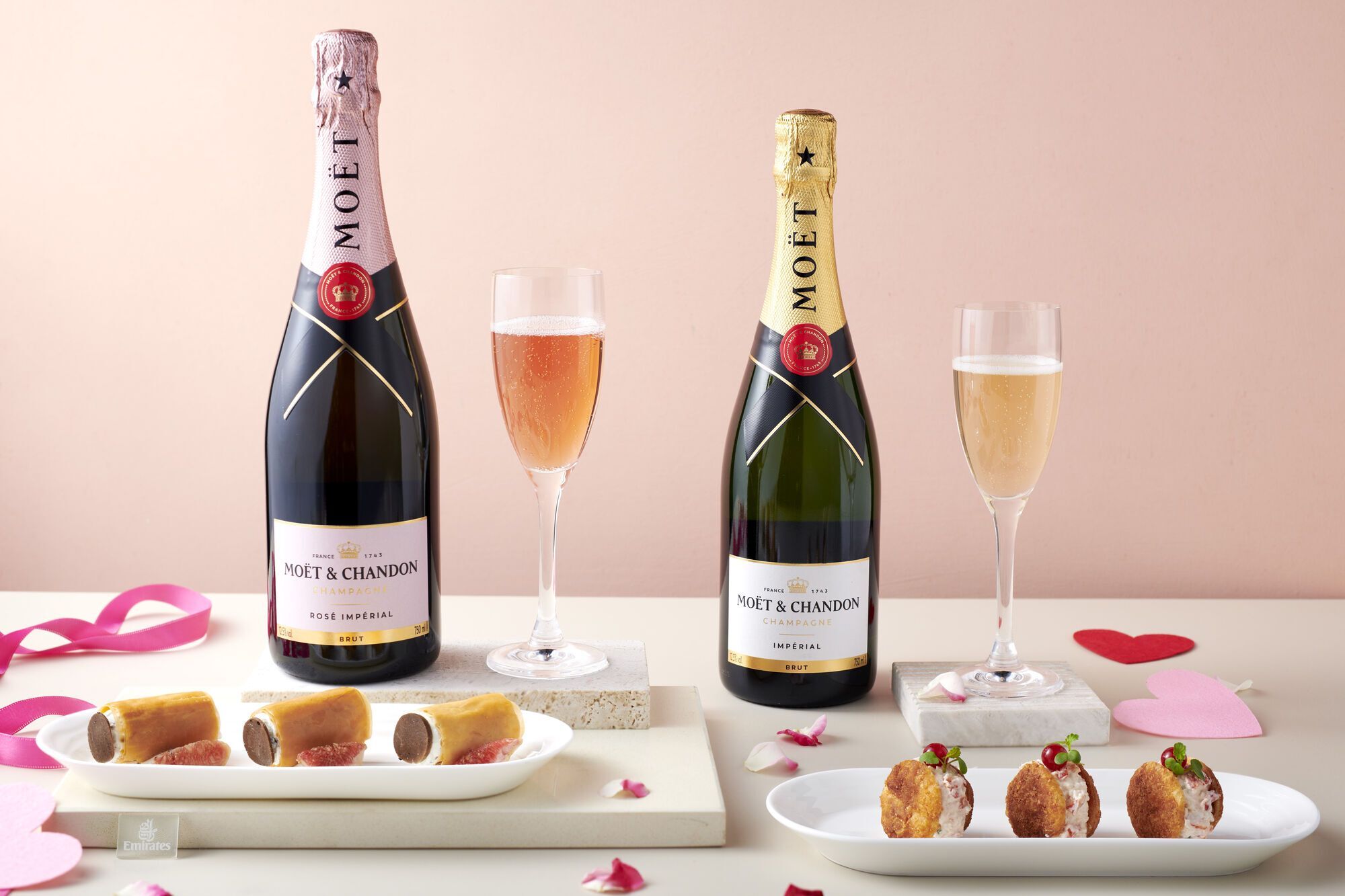Rosé Champagne and desserts offered by Emirates for Valentine’s Day