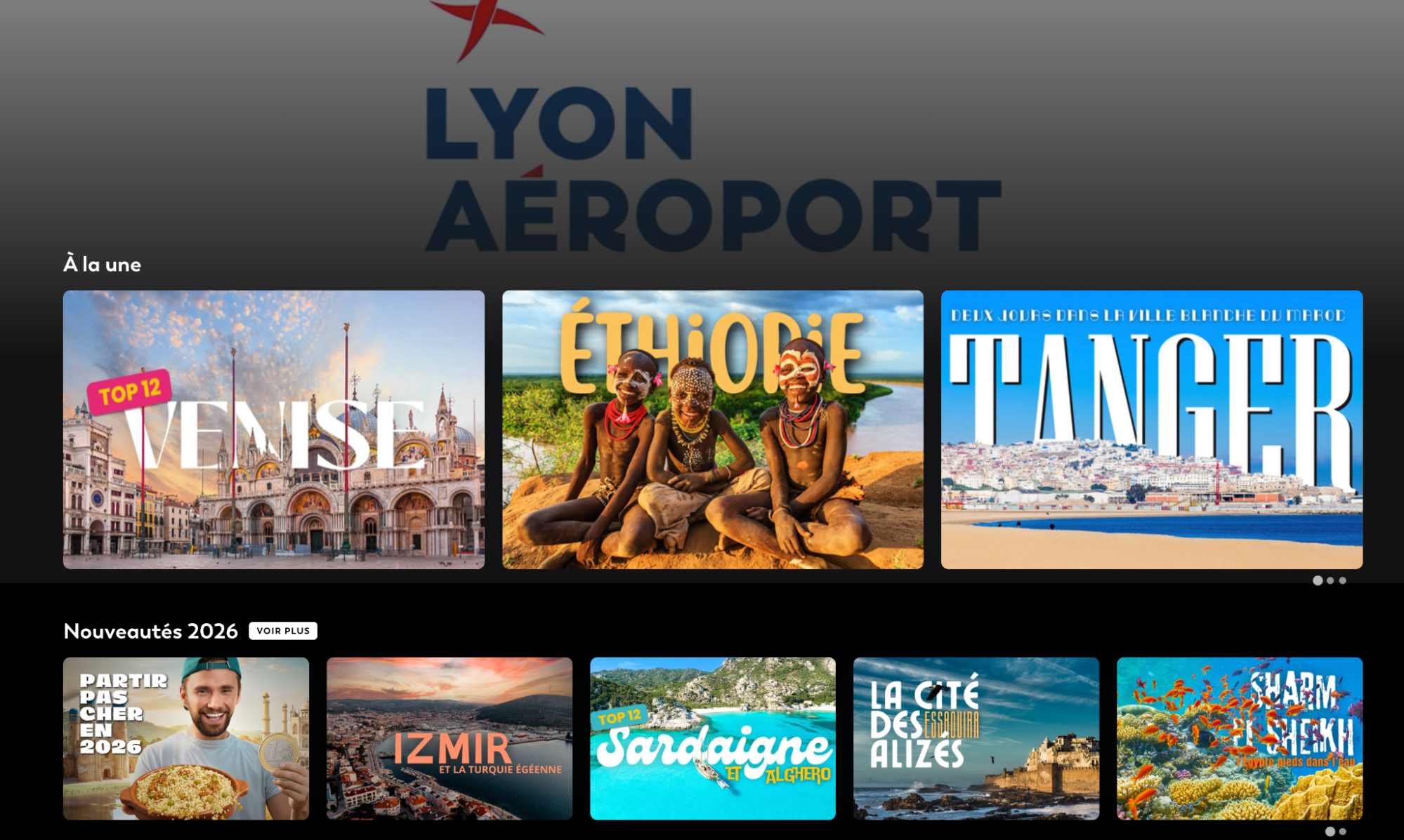 Lyon Airport Chaîne Évasion travel streaming platform interface