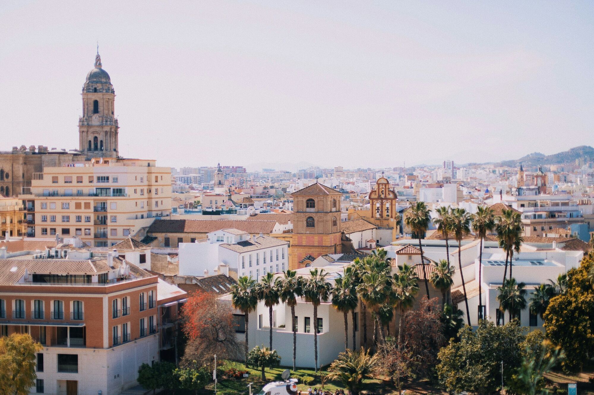 View of Málaga city centre with cathedral and historic buildings