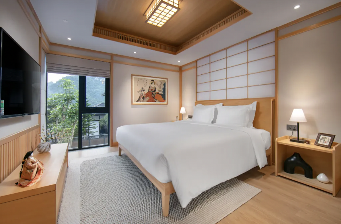 Japanese-inspired guest room with private onsen facilities in Vietnam resort