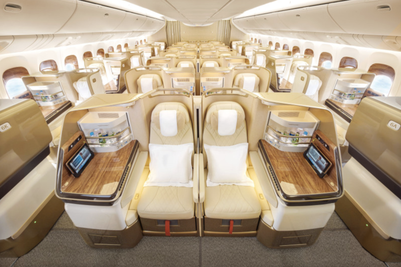 Emirates Business Class cabin on Boeing 777