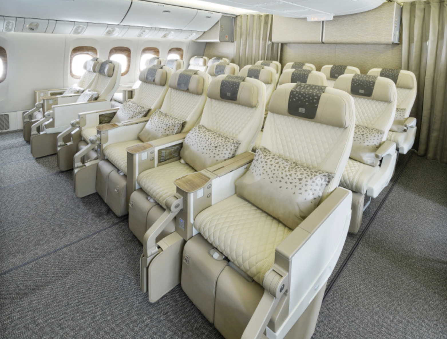 Refurbished Emirates cabin with updated seating