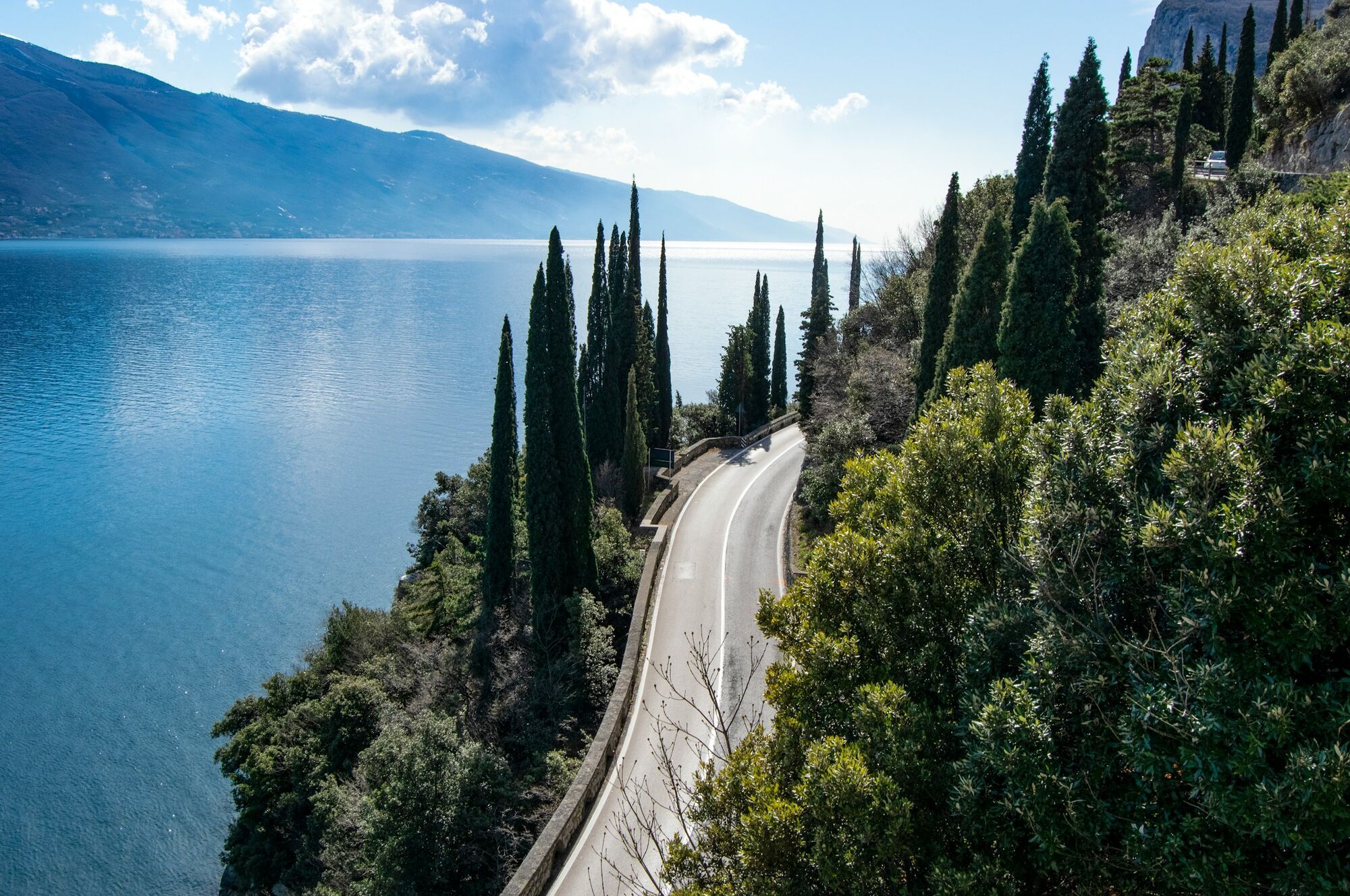 Road along Lake Garda shoreline in northern Italy