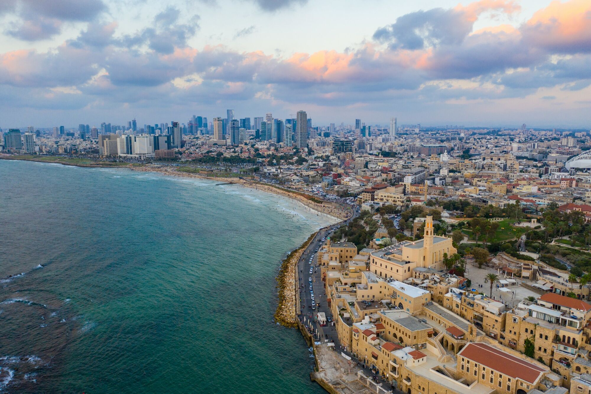 Tel Aviv coastline with modern skyline