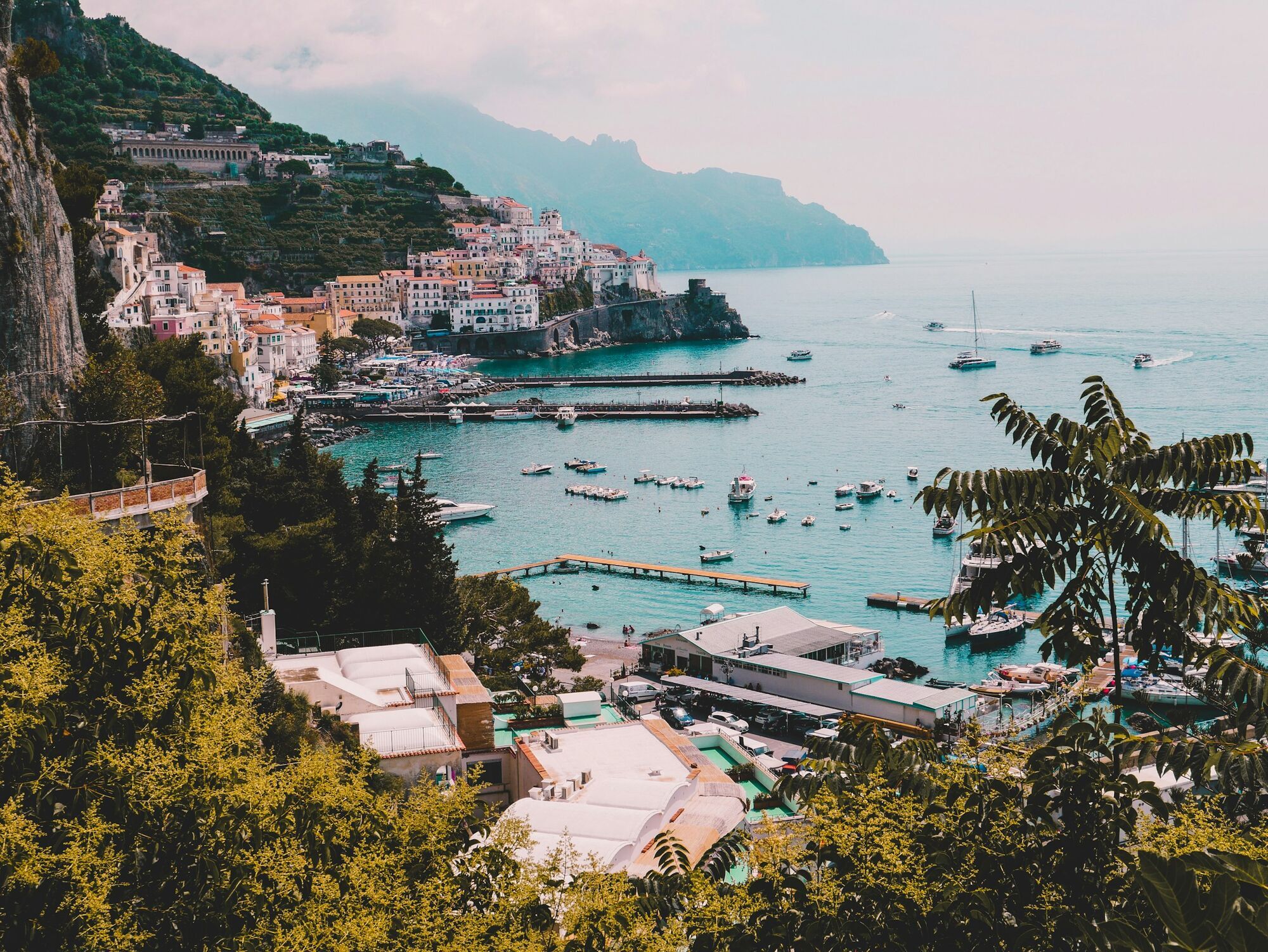 Amalfi town and harbour on Italy’s famous coastal route