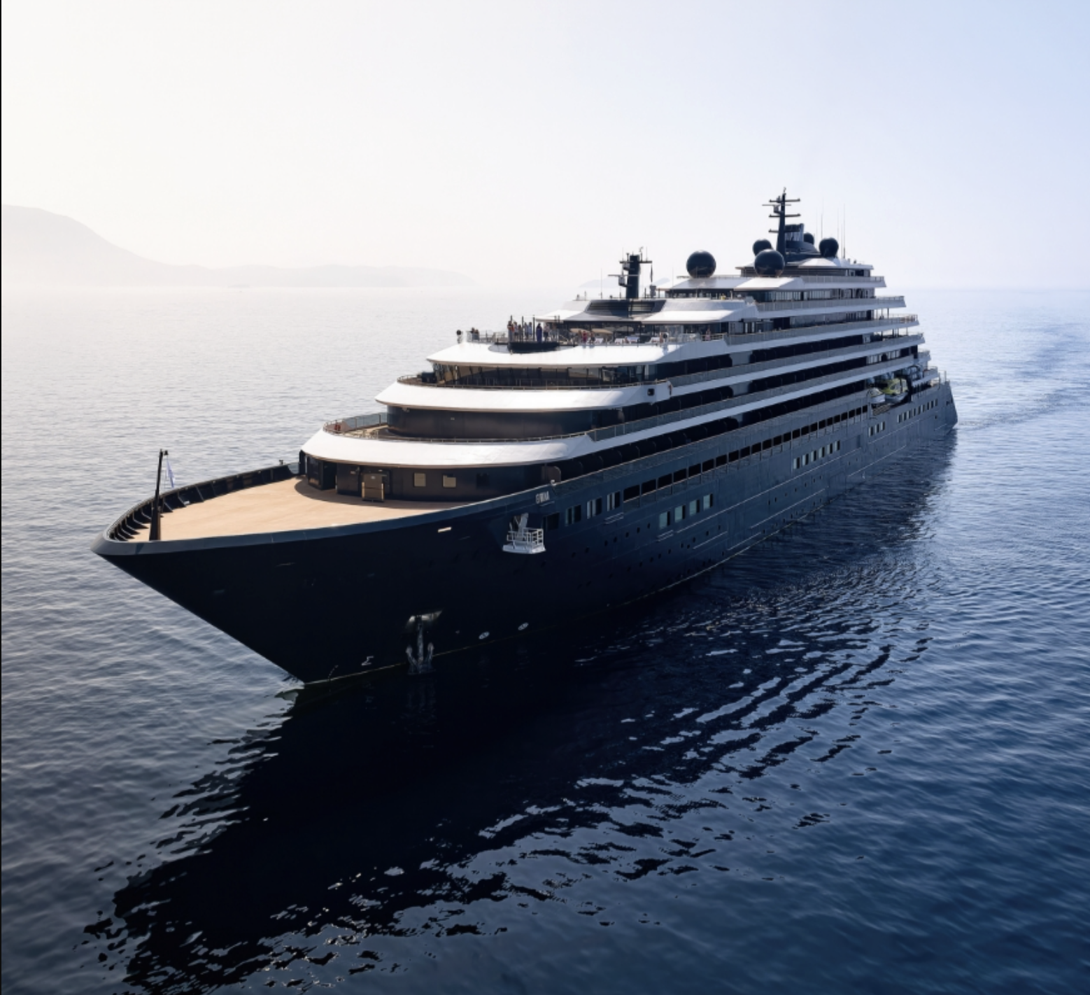 Ritz-Carlton cruise ship sailing in open sea