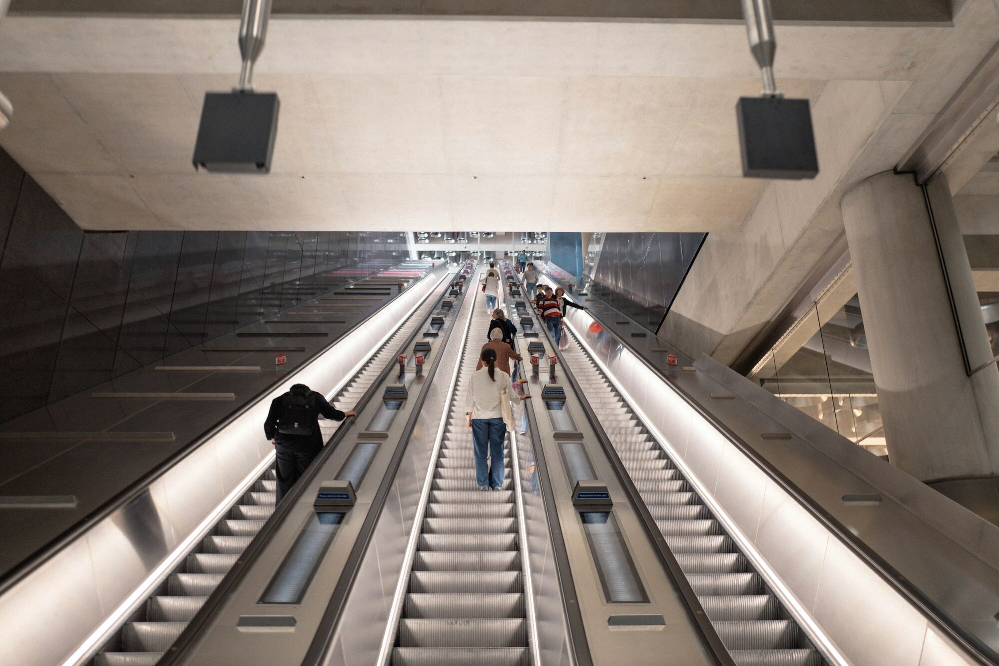 New escalators inside modern underground station