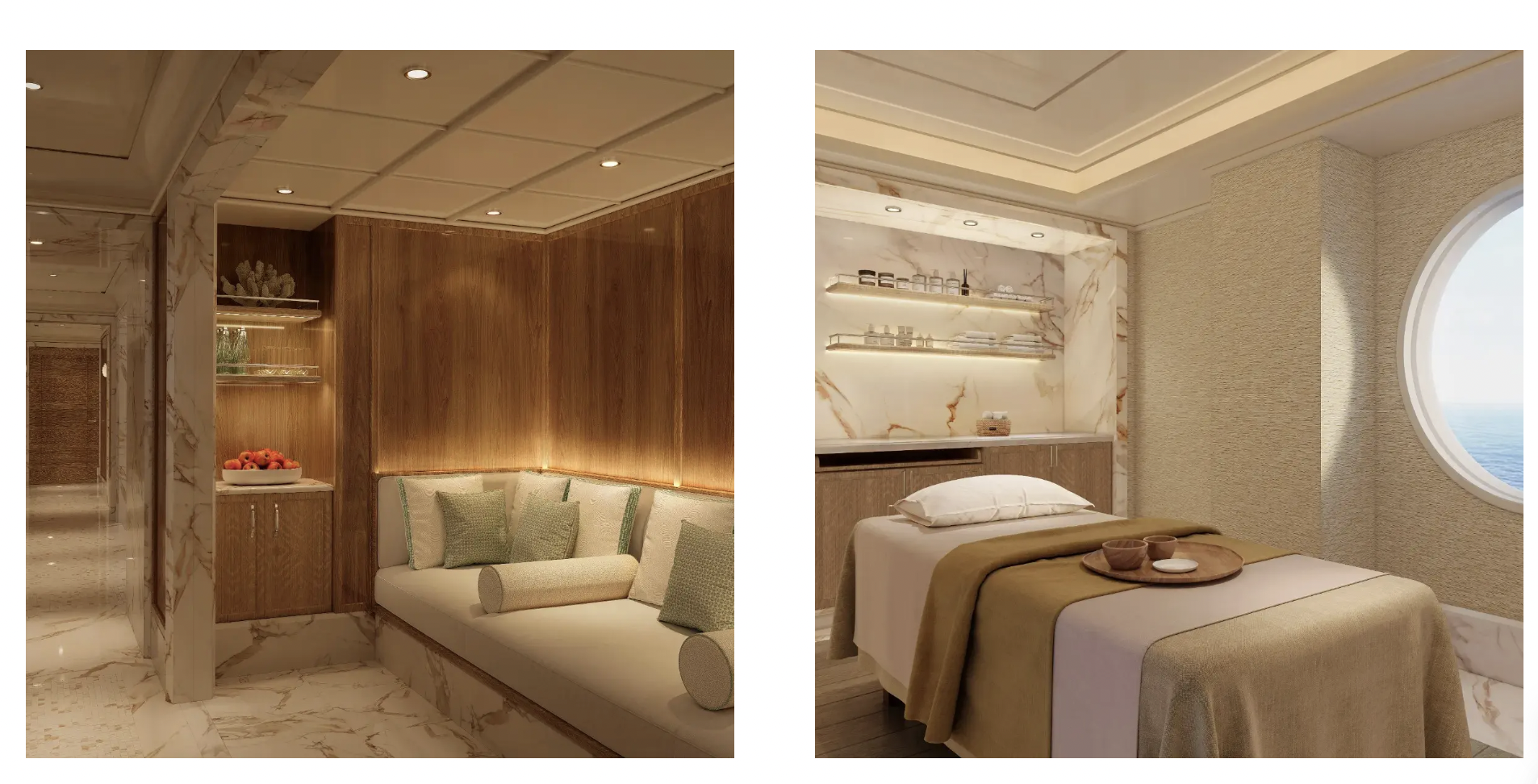 Spa treatment room on luxury yacht interior