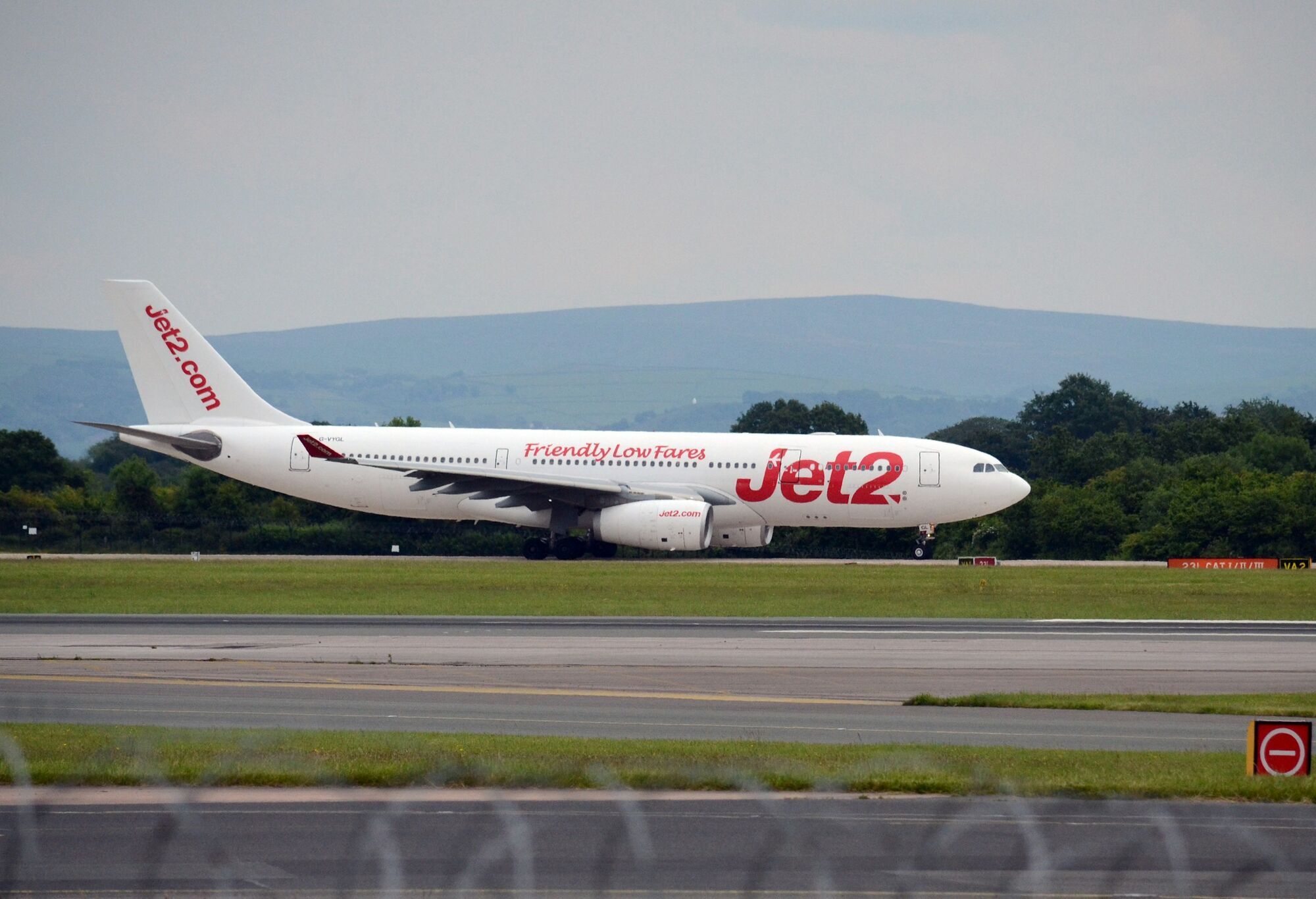 Jet2 aircraft on runway preparing for departure