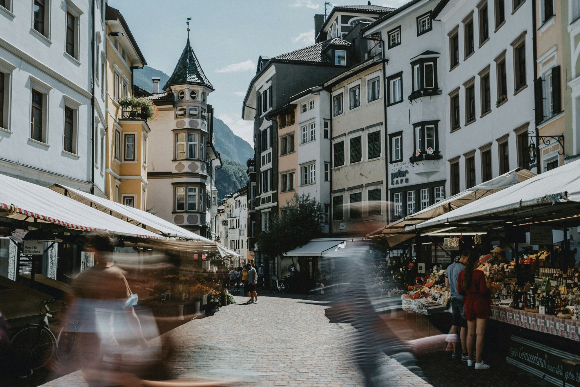 Market street in Bolzano old town