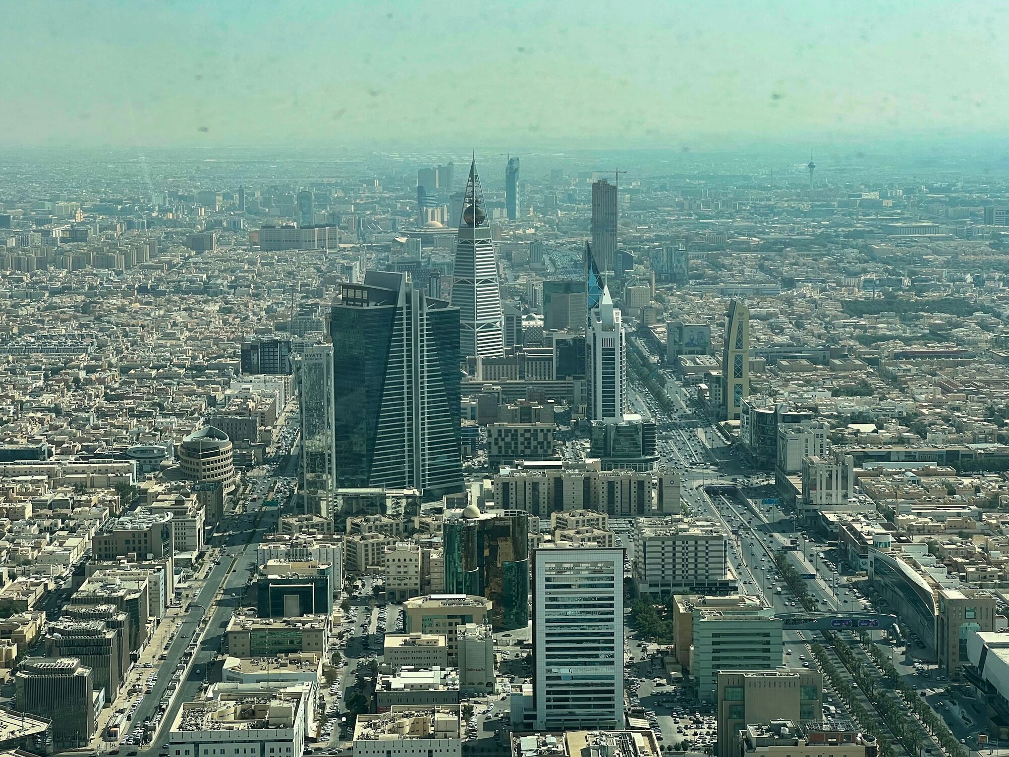Skyline of Riyadh with modern skyscrapers and highways