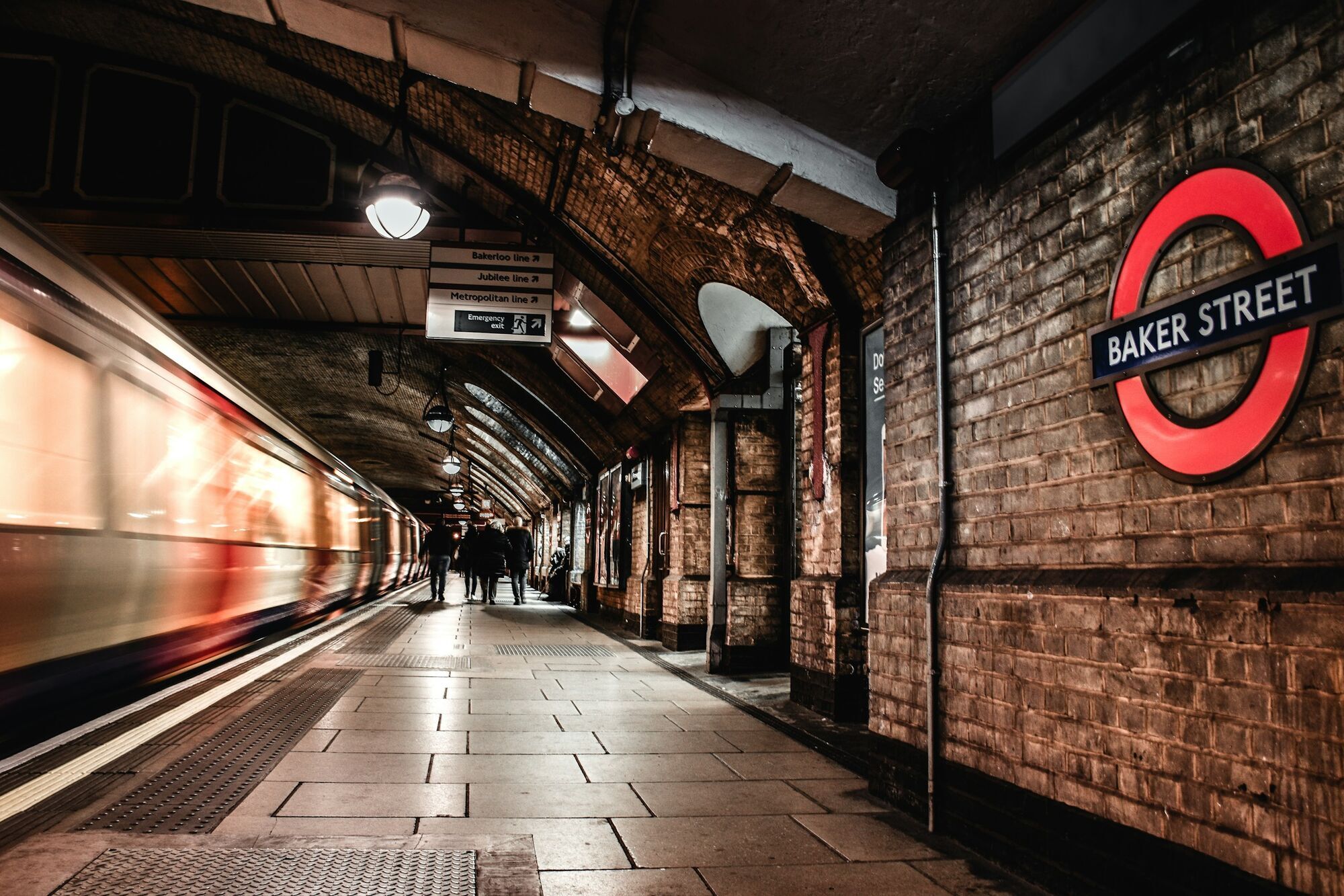 Baker Street Underground station platform with train
