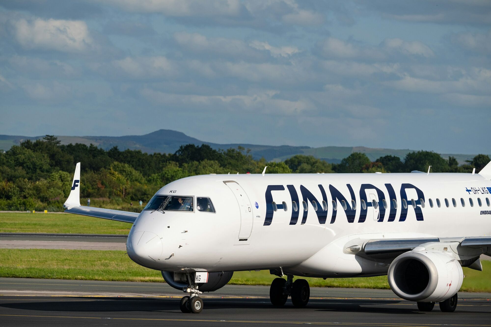 Finnair aircraft on runway preparing for departure