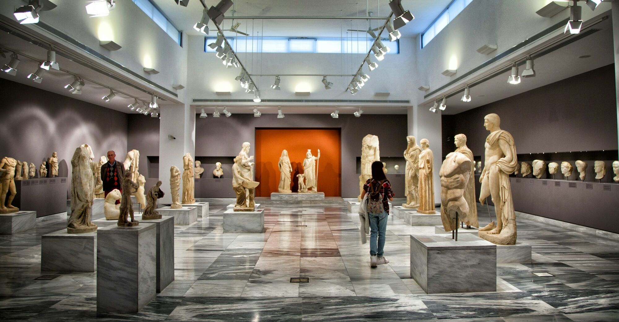 Heraklion Archaeological Museum interior with ancient sculptures