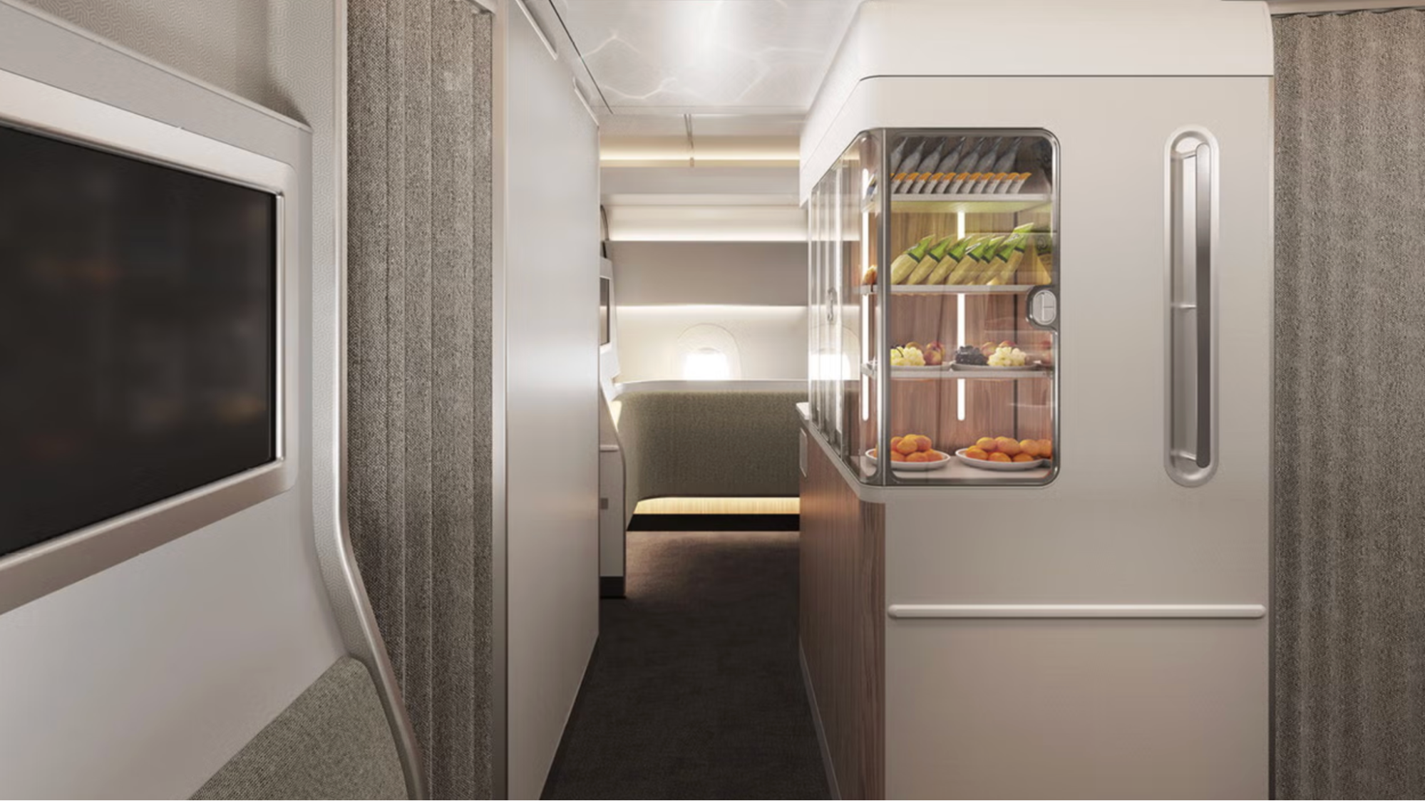 Wellbeing zone area inside Qantas Project Sunrise aircraft