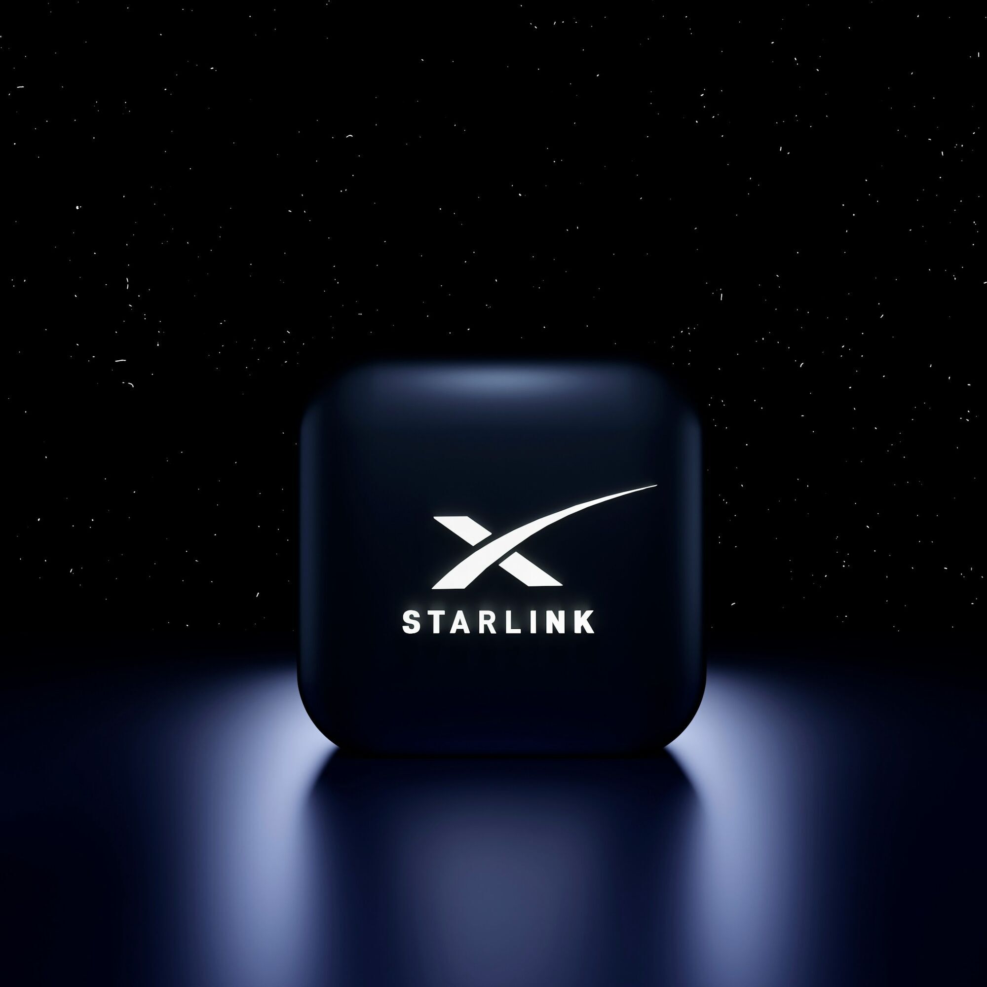 Starlink satellite internet device against dark background