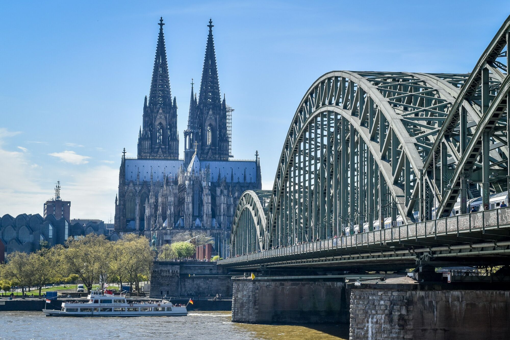 Cologne Cathedral and Hohenzollern Bridge over Rhine