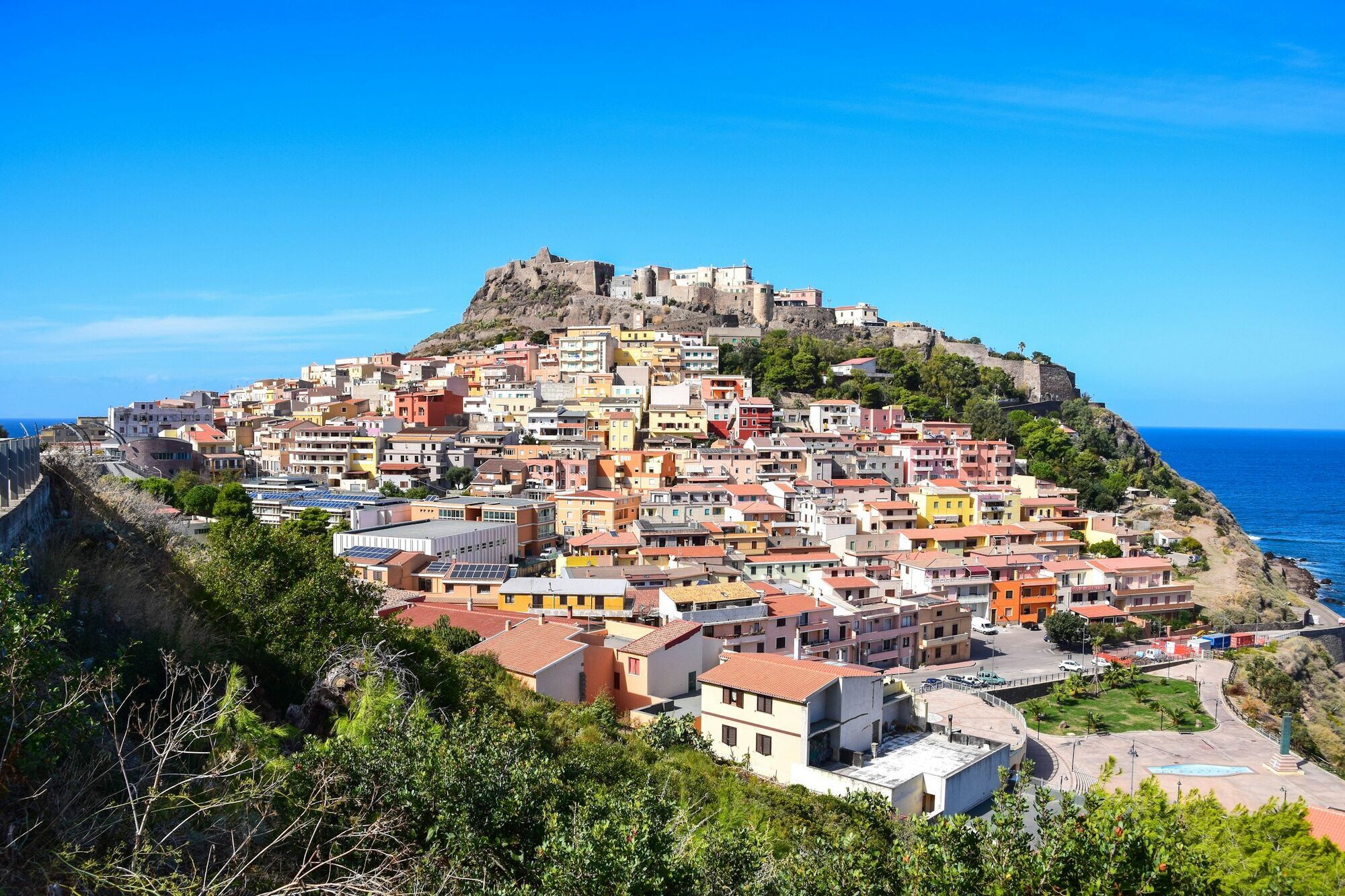 Colourful hilltop village in Sardinia