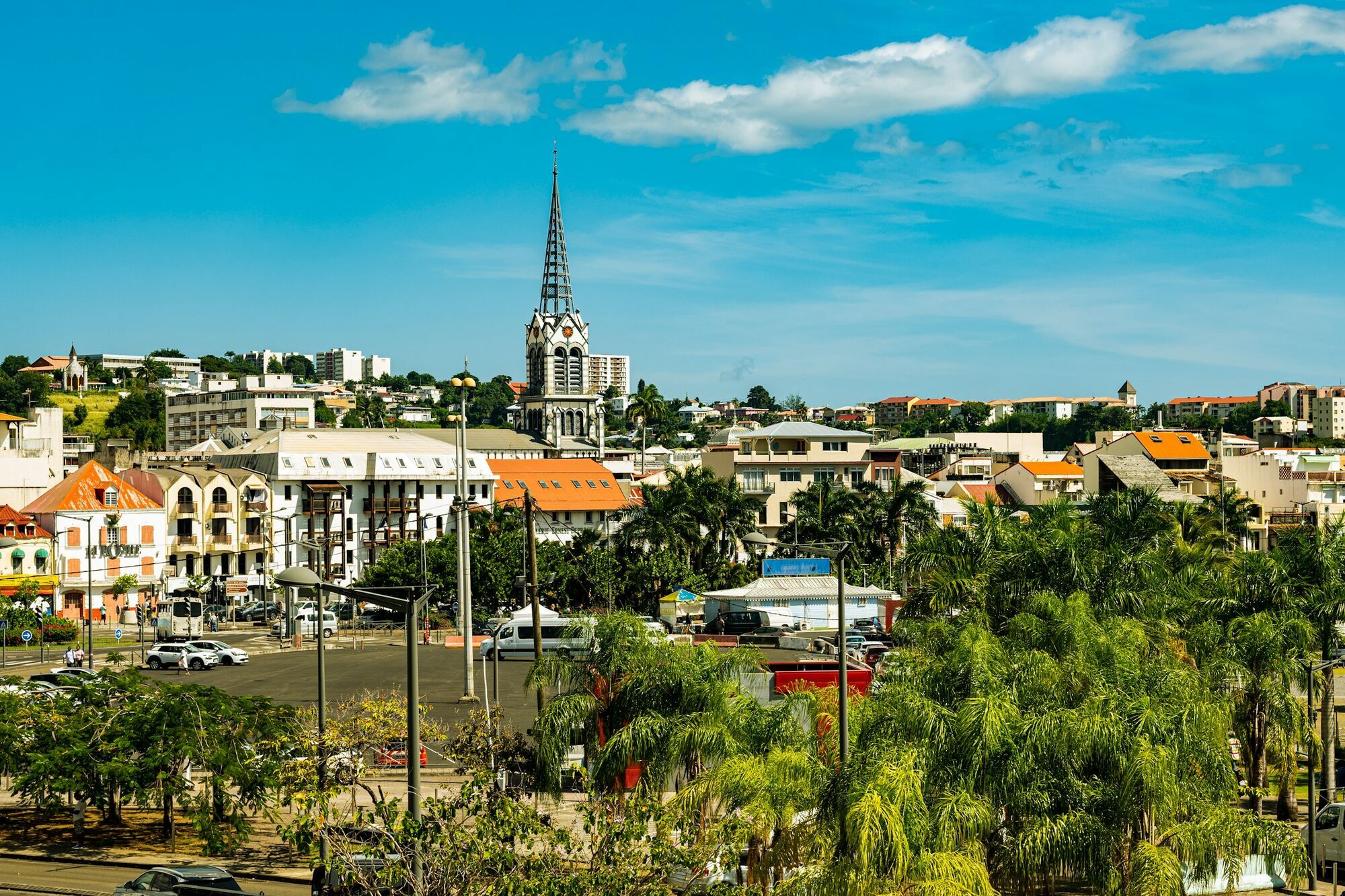 Fort-de-France city skyline with church Martinique