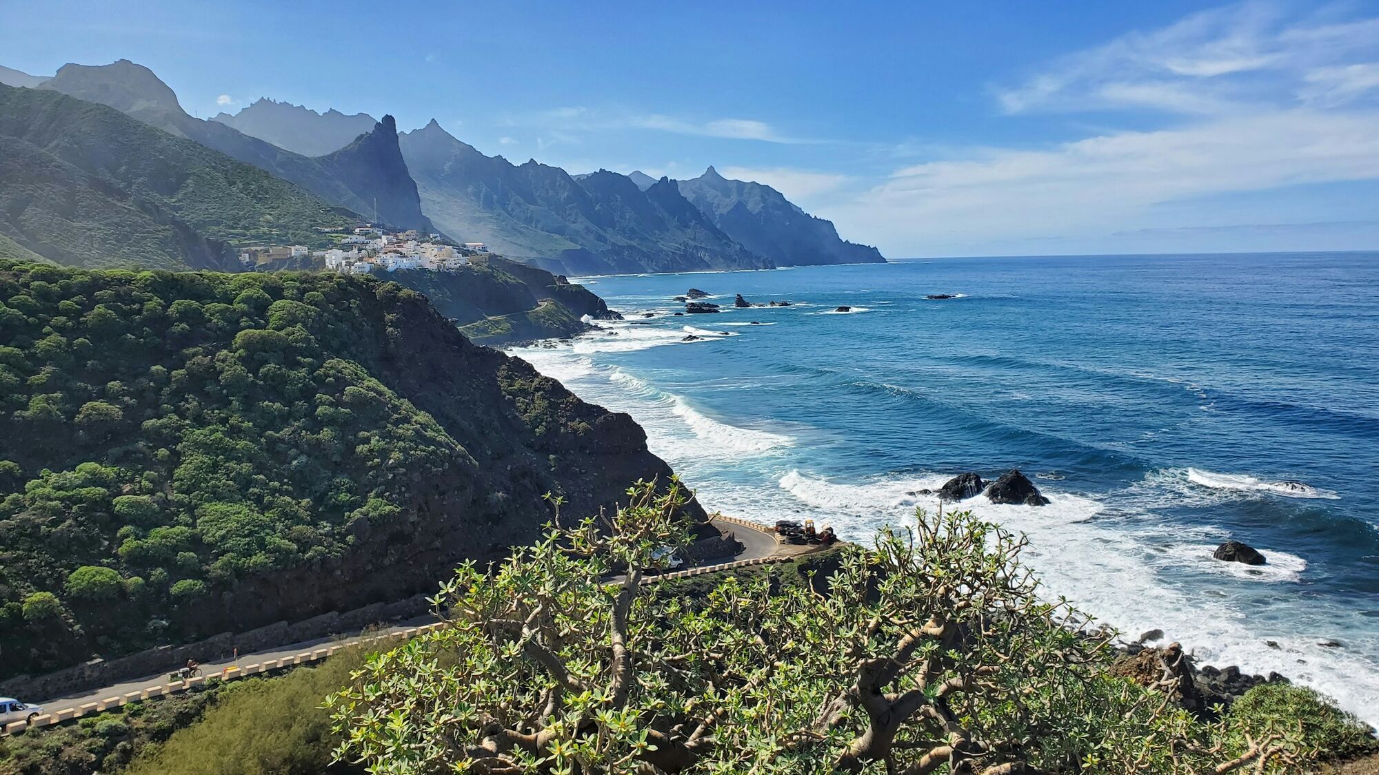 Coastal landscape of Tenerife with cliffs and ocean view