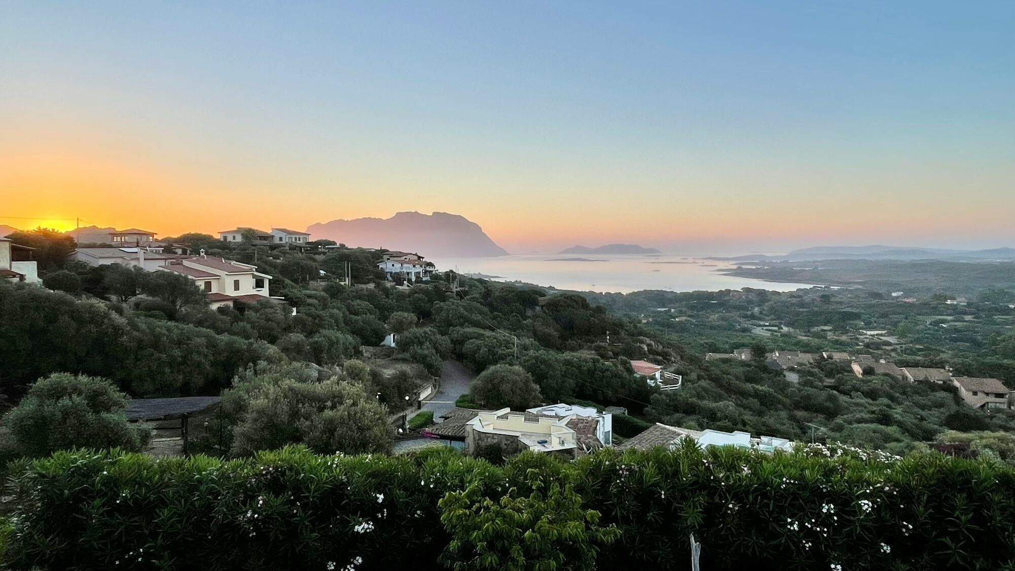 Coastal landscape of Sardinia at sunset