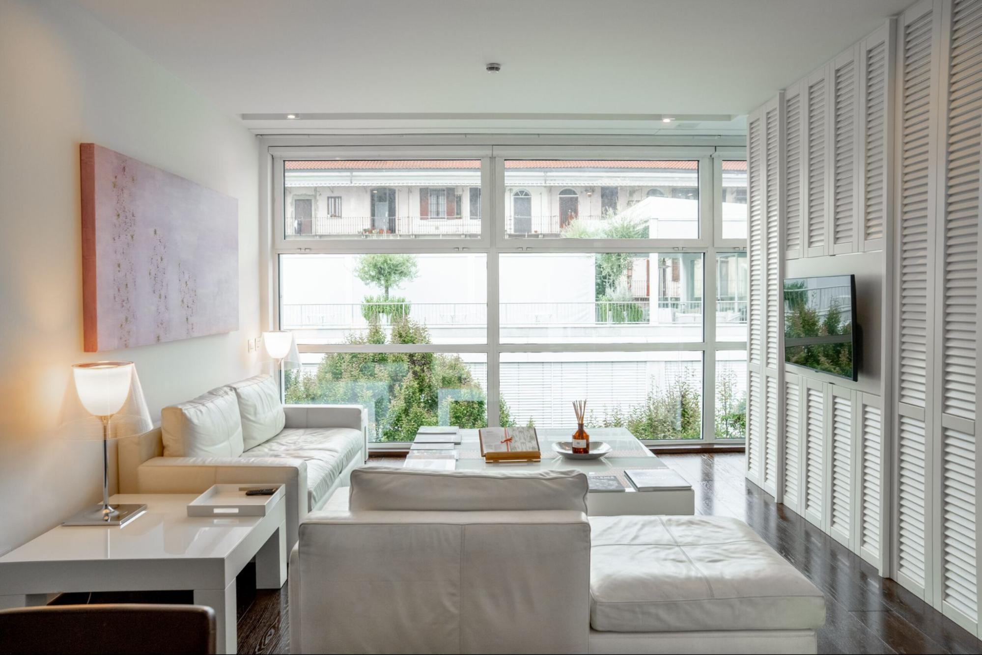 Minimalist hotel room interior with scent diffuser