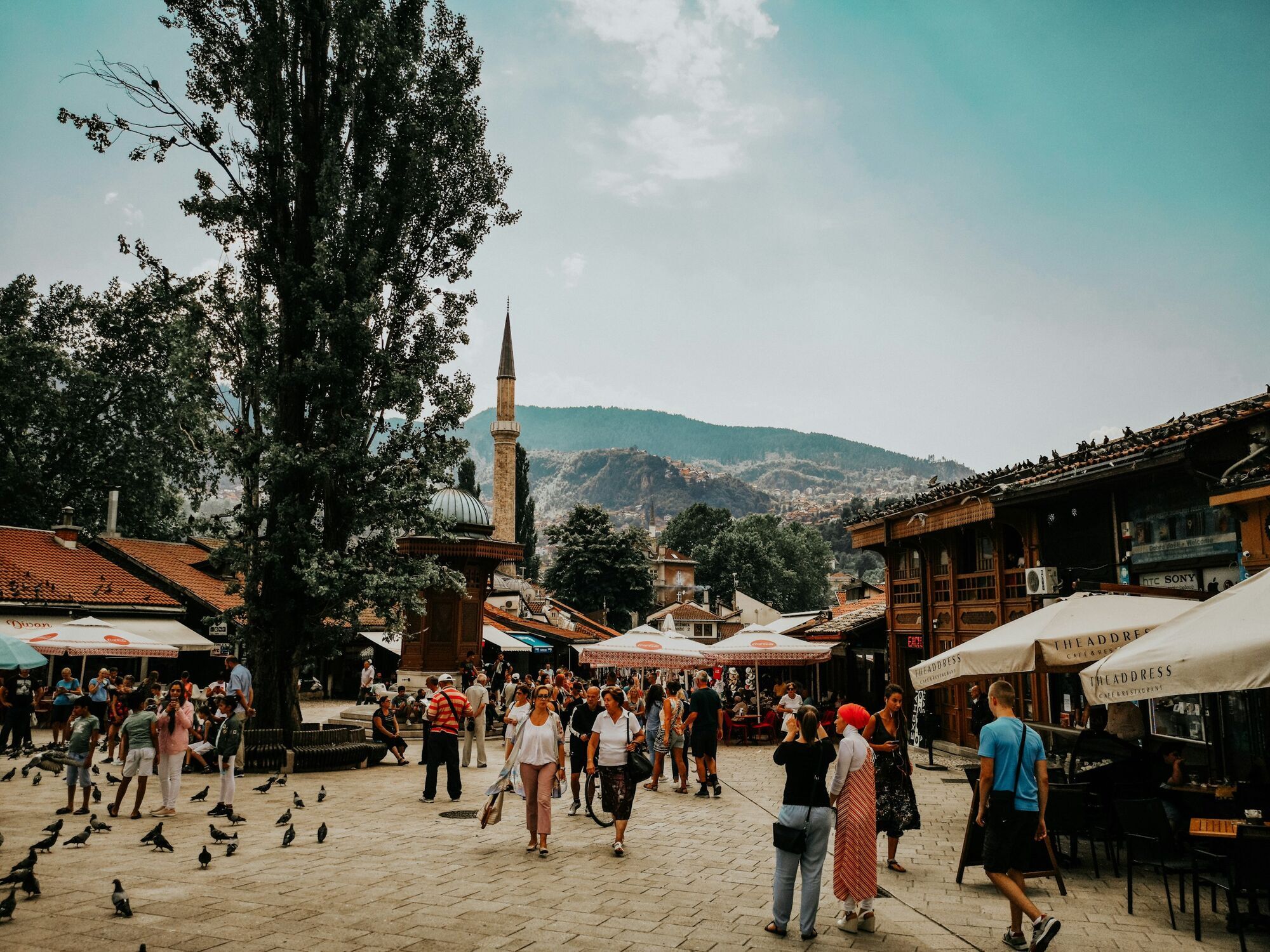 People walking through Sarajevo’s historic city centre