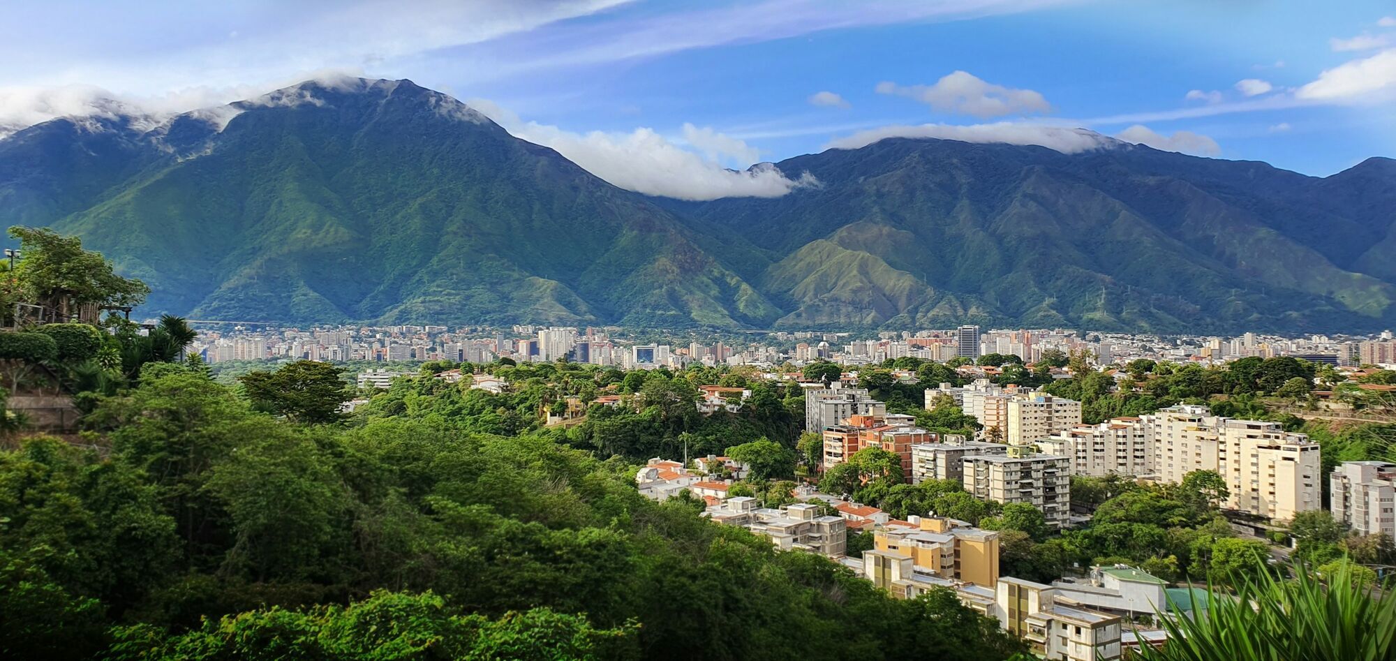Caracas skyline with mountains in the background
