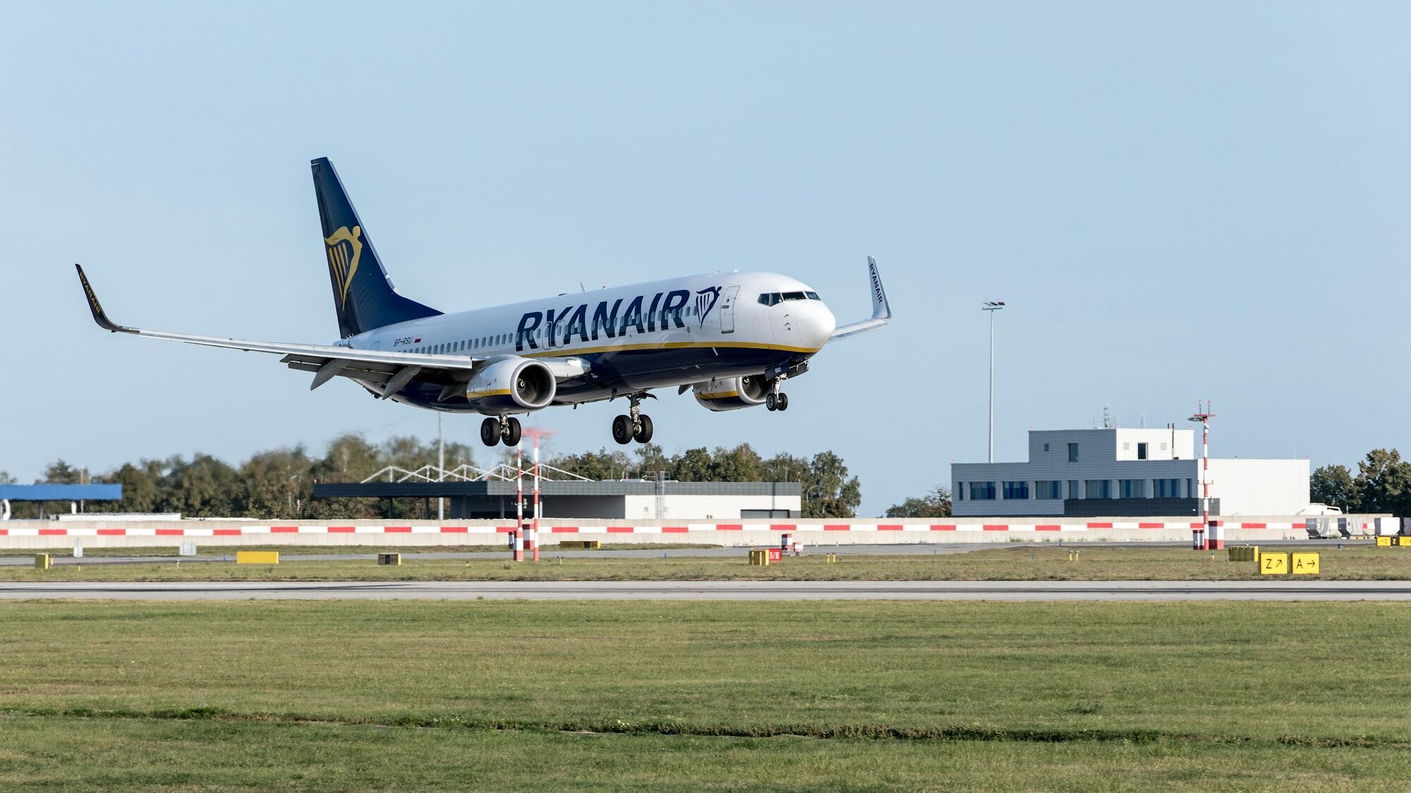 Ryanair aircraft landing at an airport