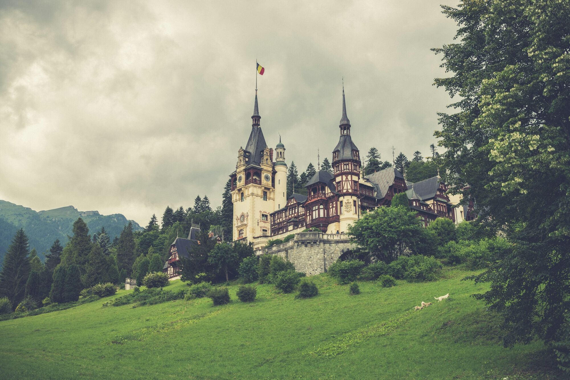 Historic Romanian castle in the Carpathian mountains