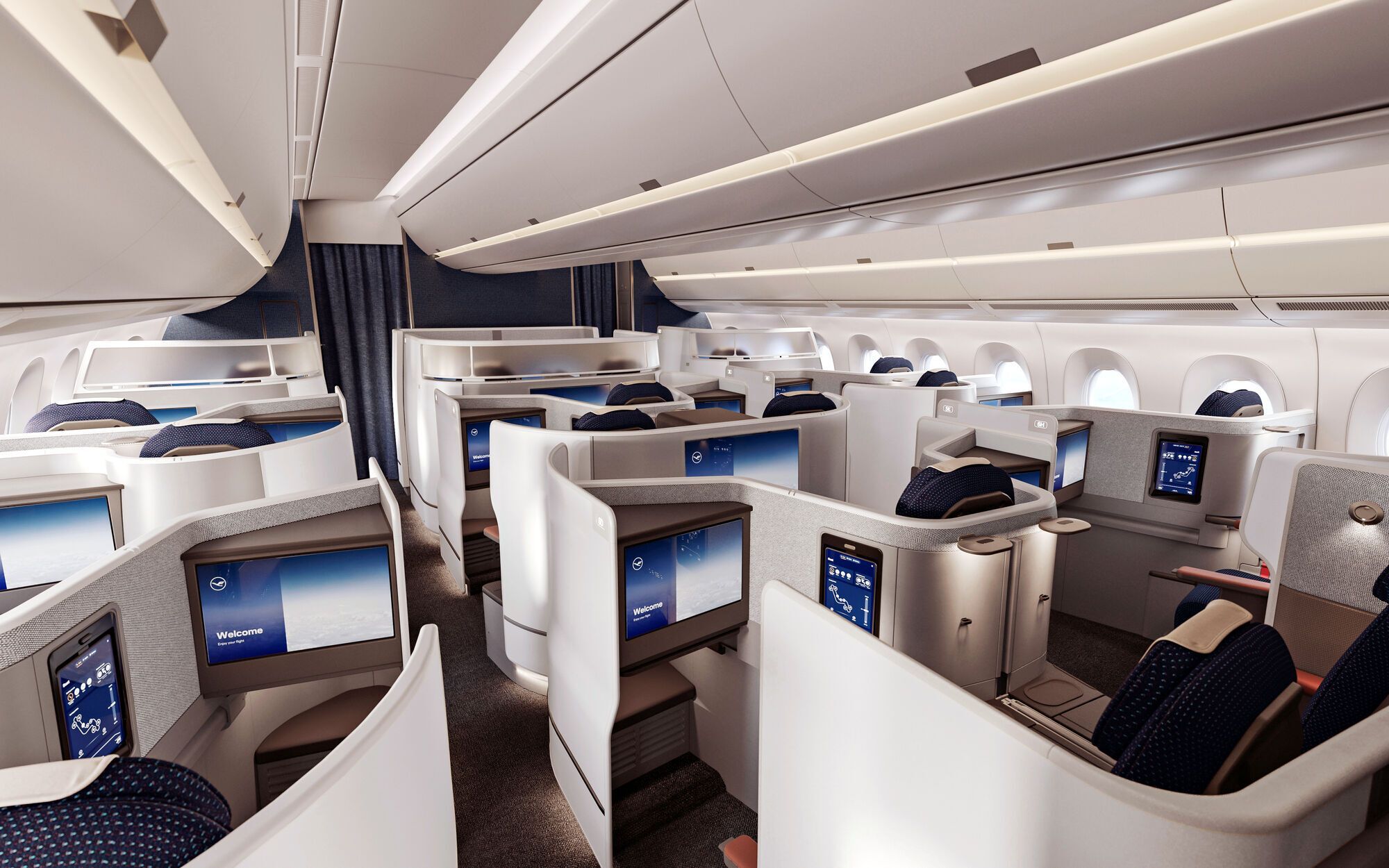 Lufthansa Allegris Business Class cabin with individual long-haul seats
