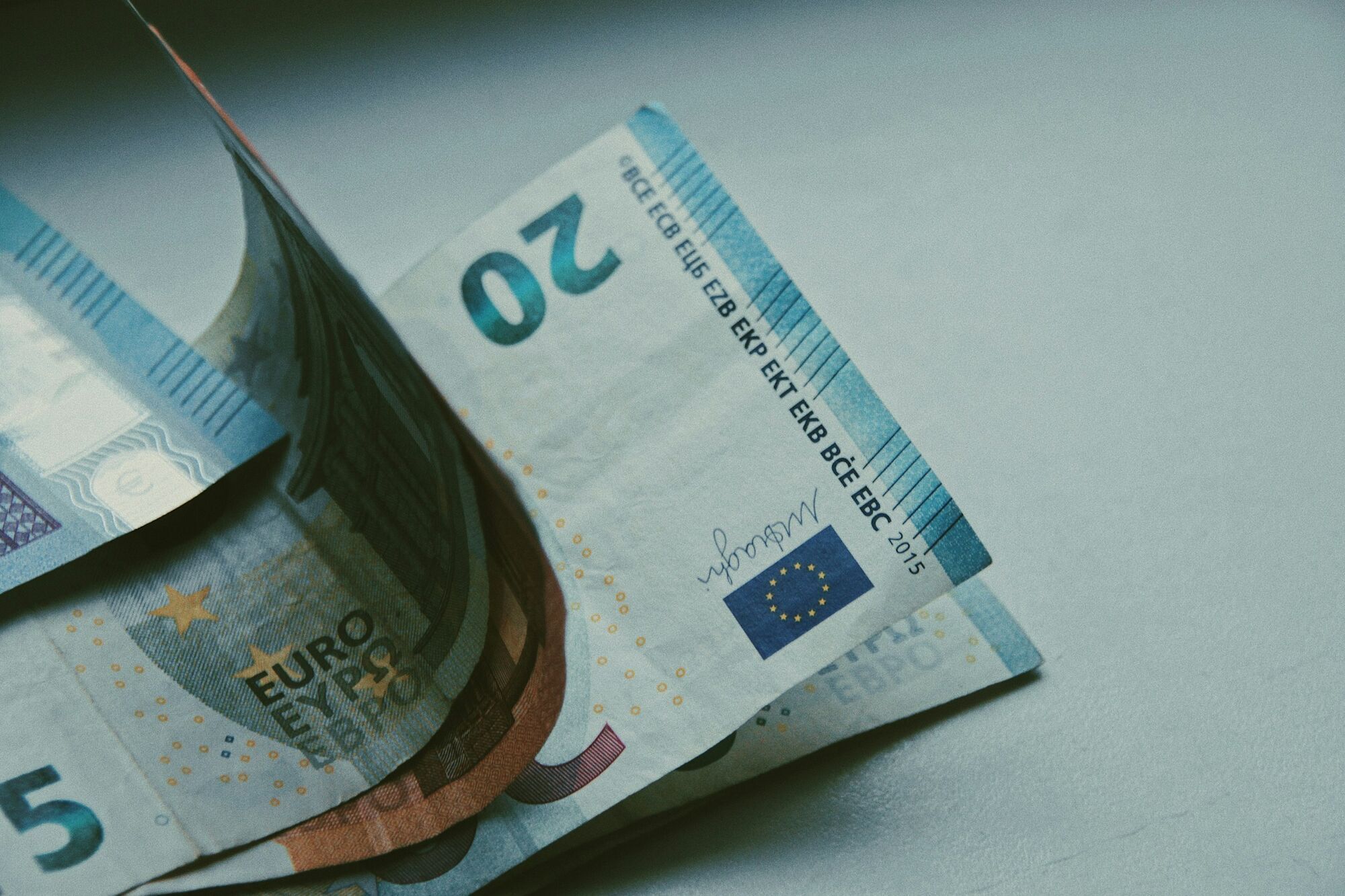 Euro banknotes on a table