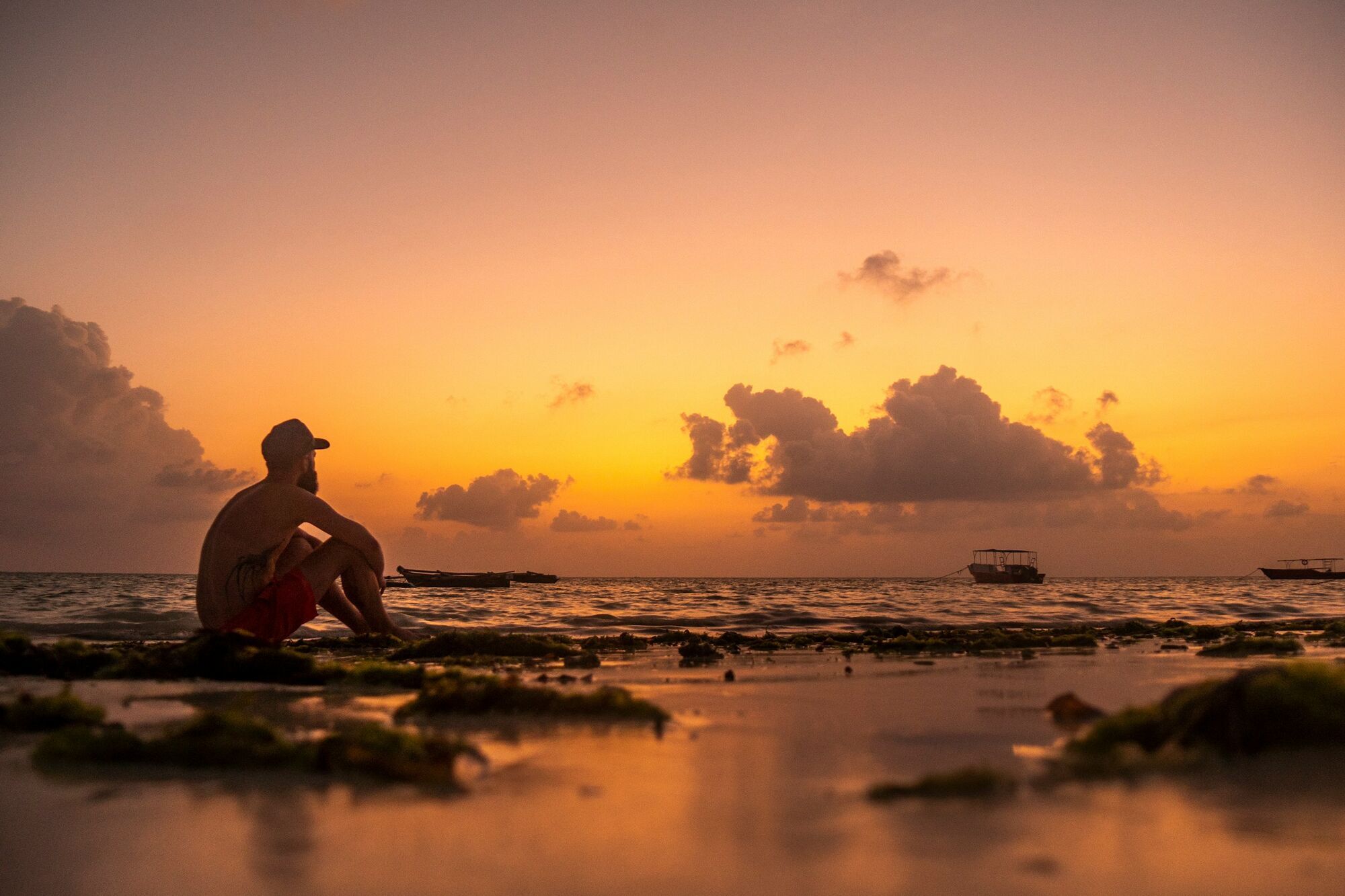 Sunset over a beach in Zanzibar