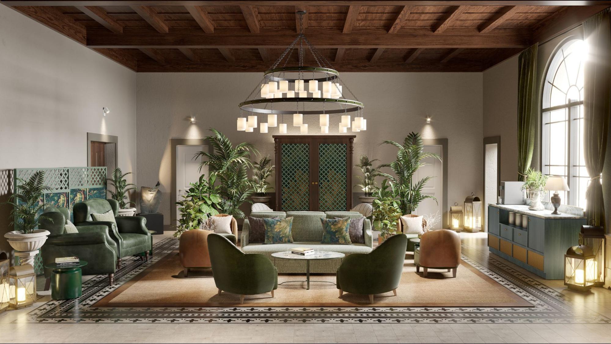 Winter garden lounge at Porta Rossa Hotel Firenze in Florence