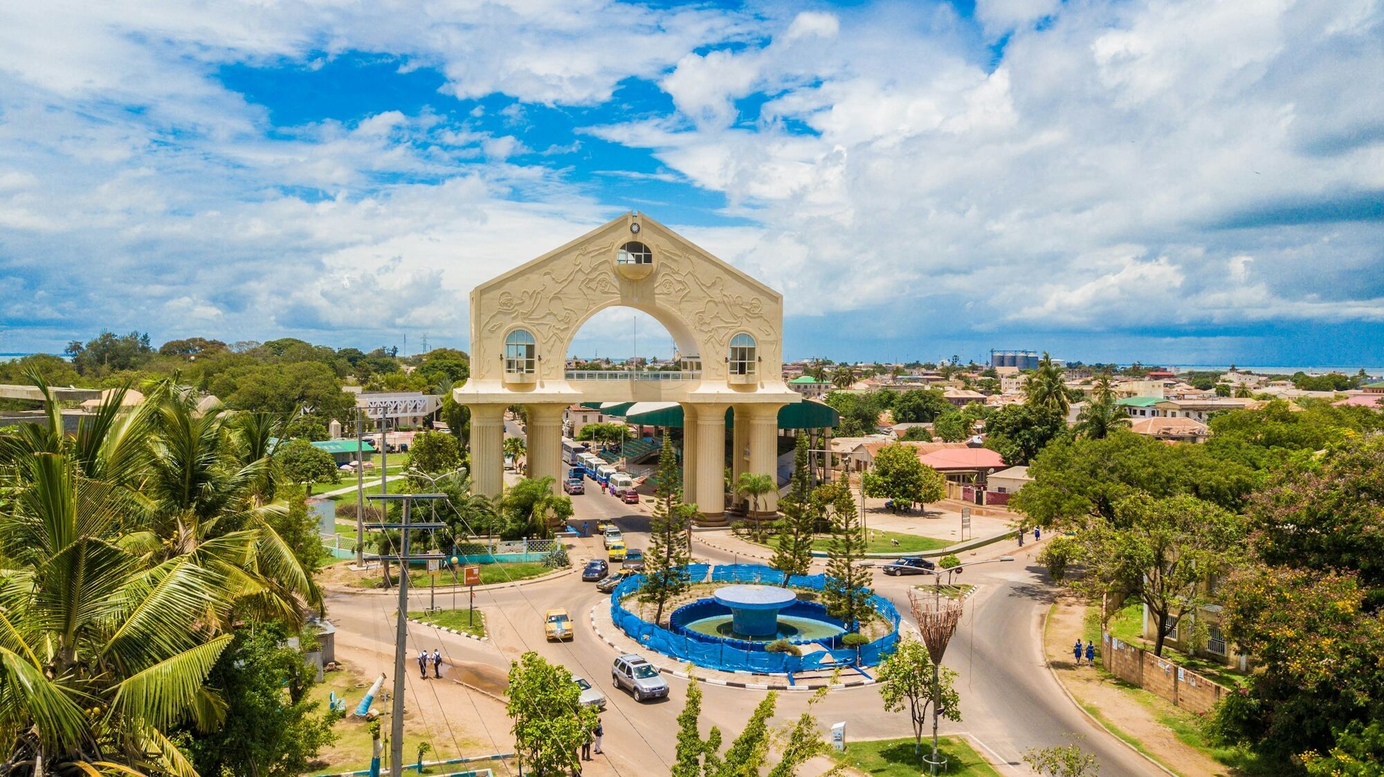 Archway and streetscape in Banjul, The Gambia