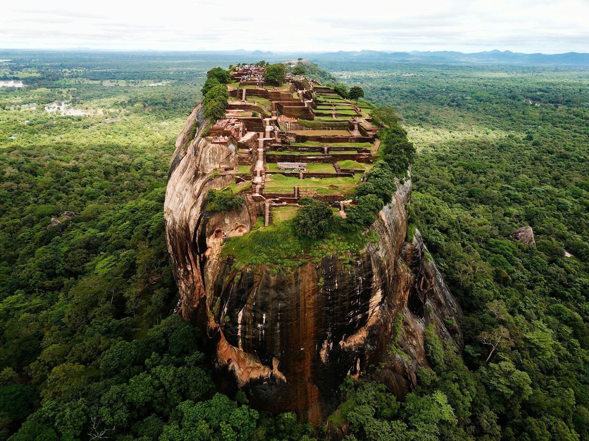 Aerial view of Sigiriya rock fortress in Sri Lanka