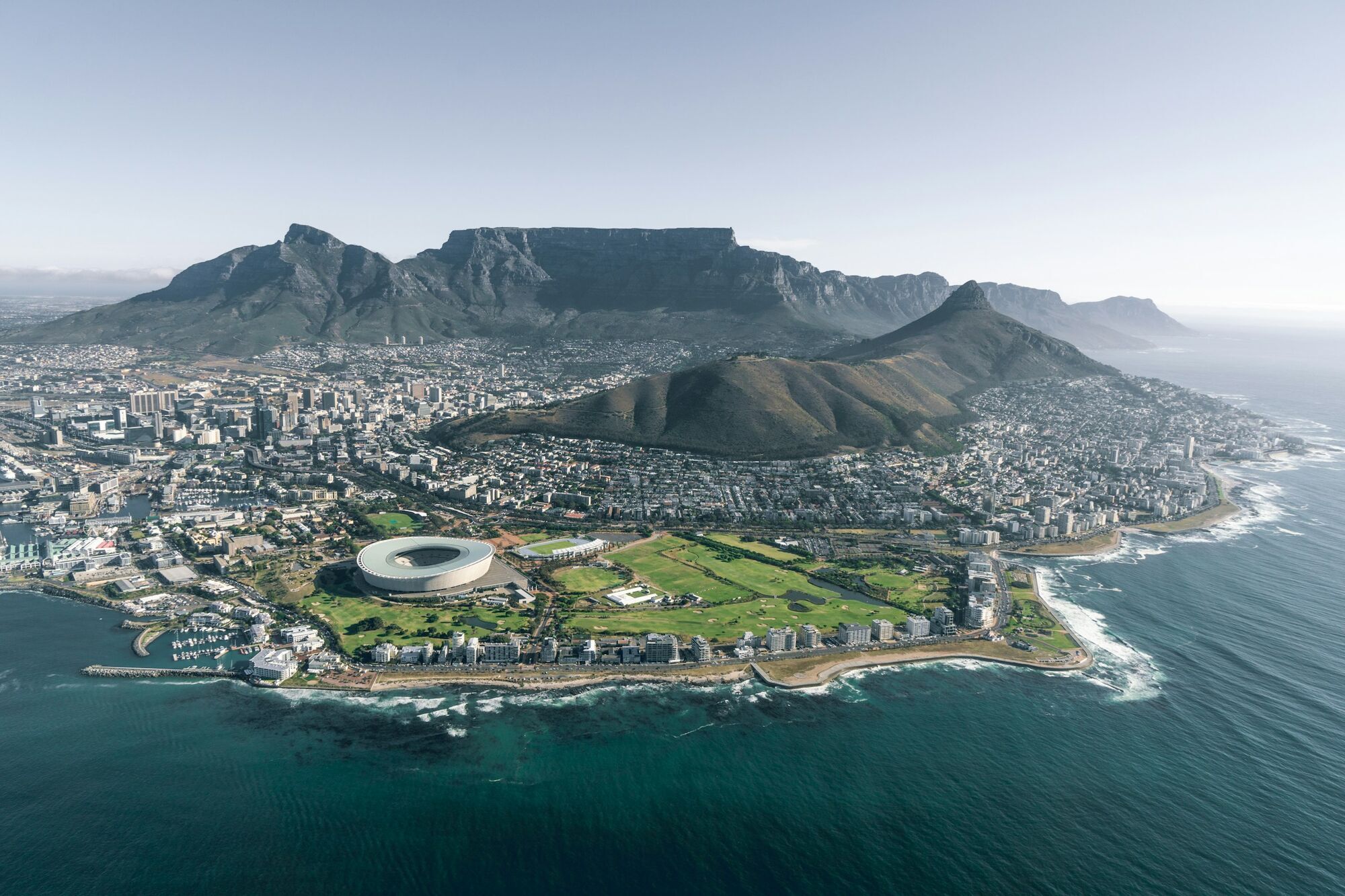 Aerial view of Cape Town and Table Mountain