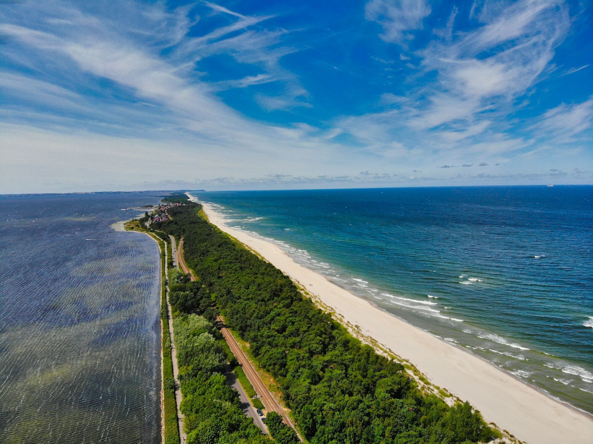 Aerial view of the Hel Peninsula coastline