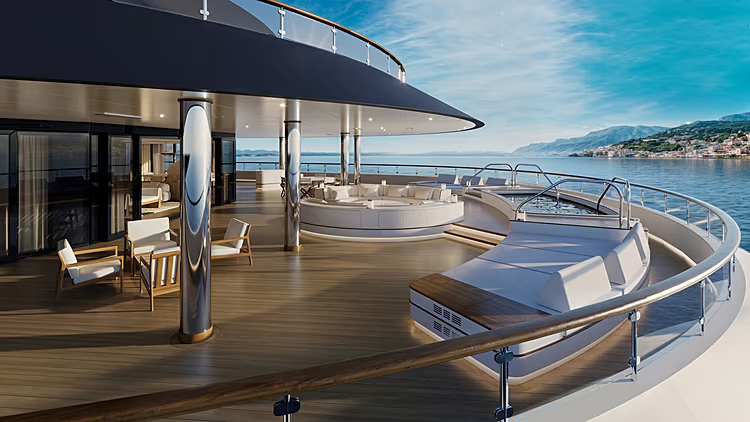 Private terrace with splash pool on a luxury yacht