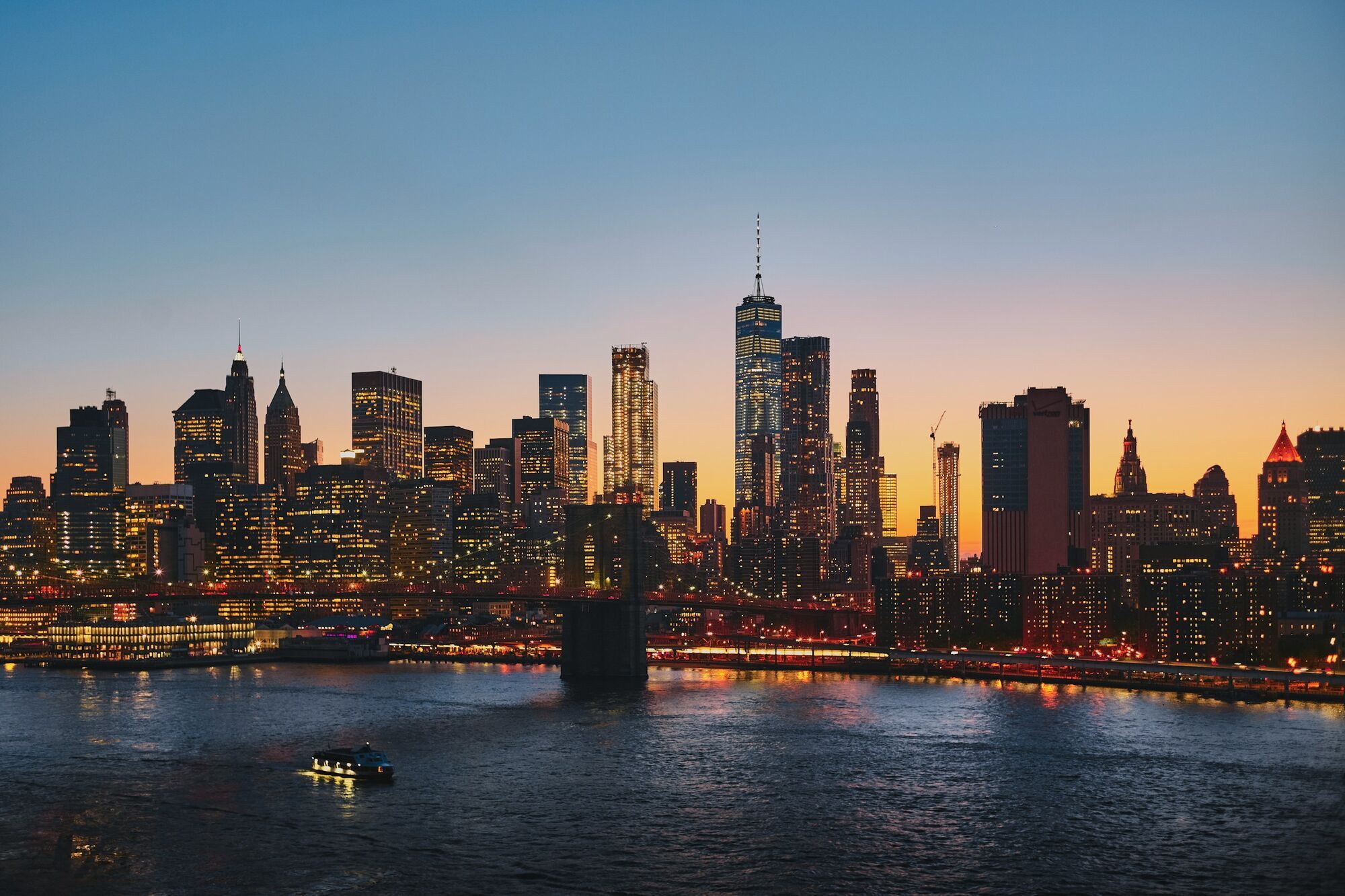New York skyline at sunset