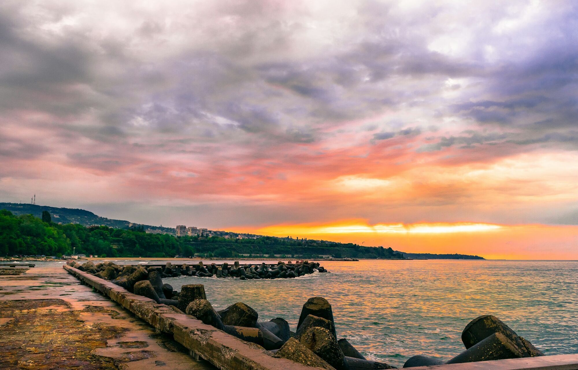 Black Sea coast at sunset